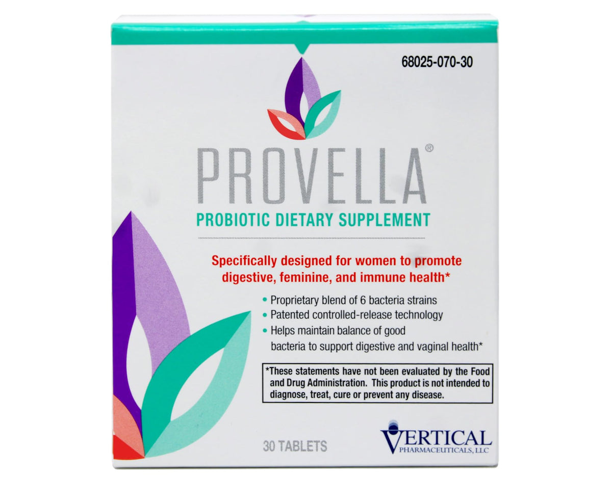 Provella, bouteille probiotiques quotidiens, soutient l'équilibre digestif et féminin.