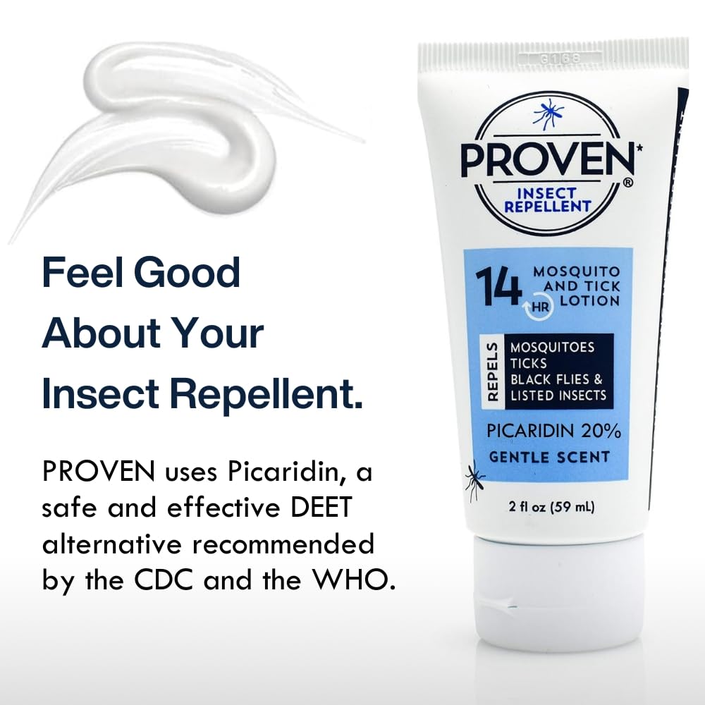 Application sur la peau avec Proven Lotion antimoustiques, pratique et légère.