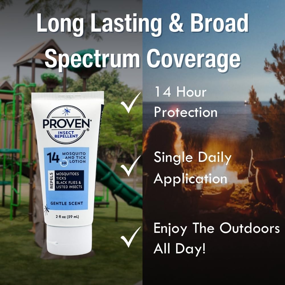 Protection longue durée jusqu'à 14 heures avec Proven Lotion antimoustiques.