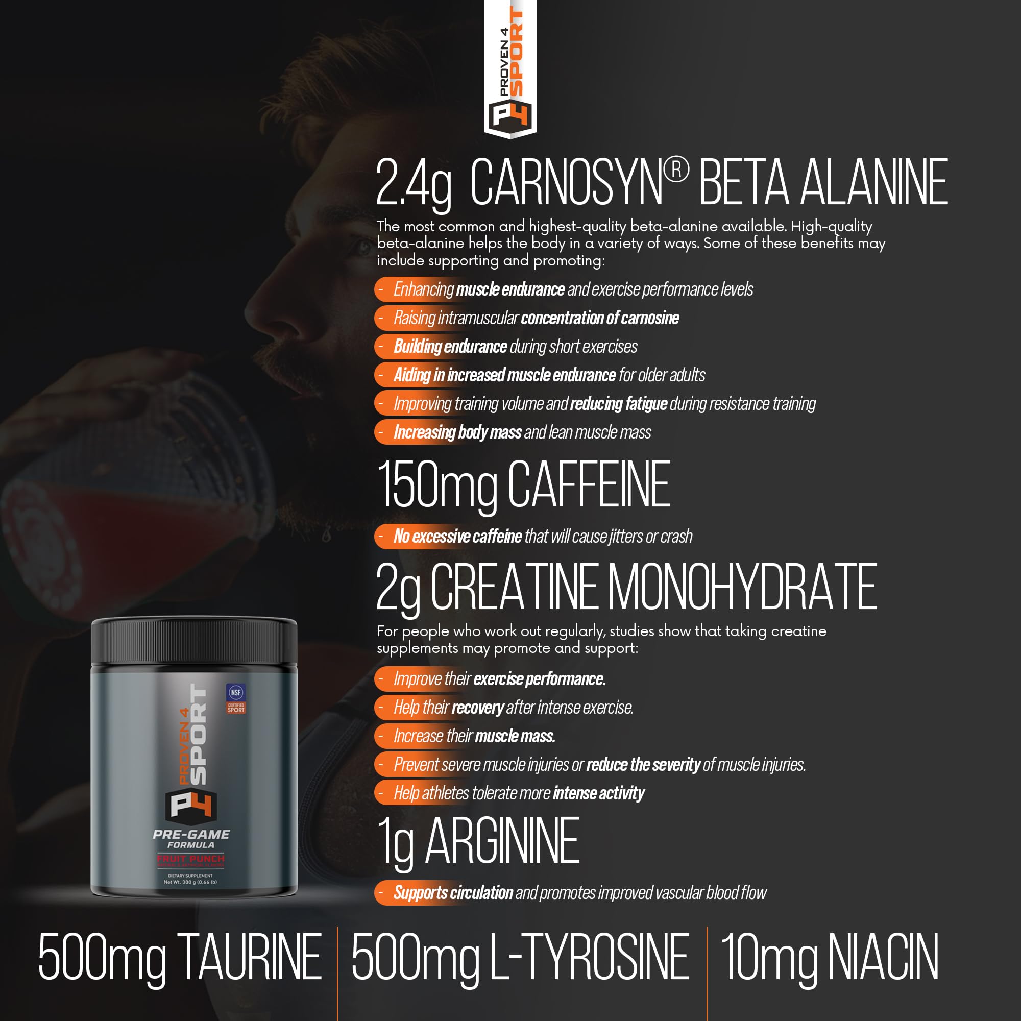 Proven4 Pré-entraînement usage – parfait avant l'entraînement pour concentration