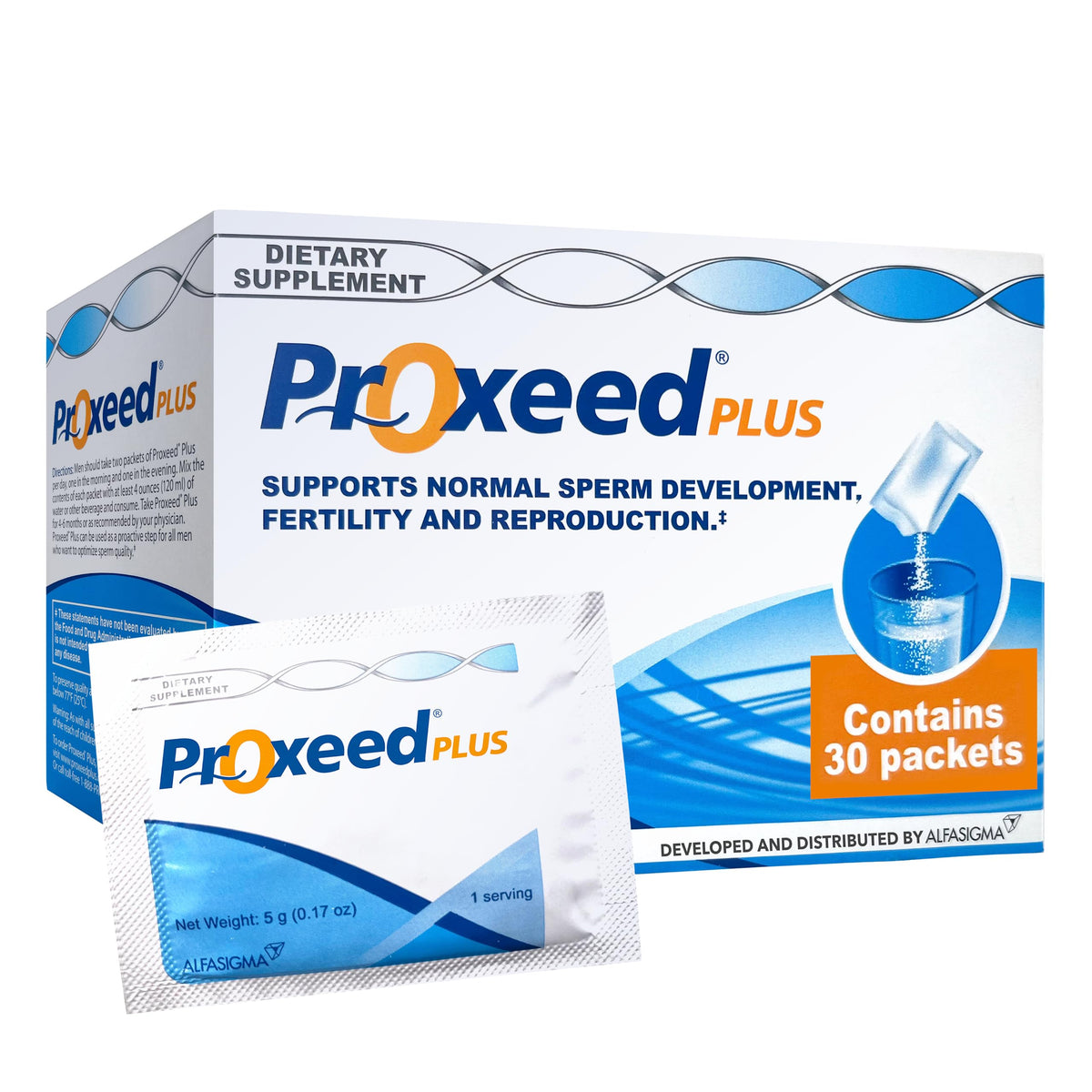Proxeed Plus – sachet citron, soutien potentiel à la fertilité masculine.