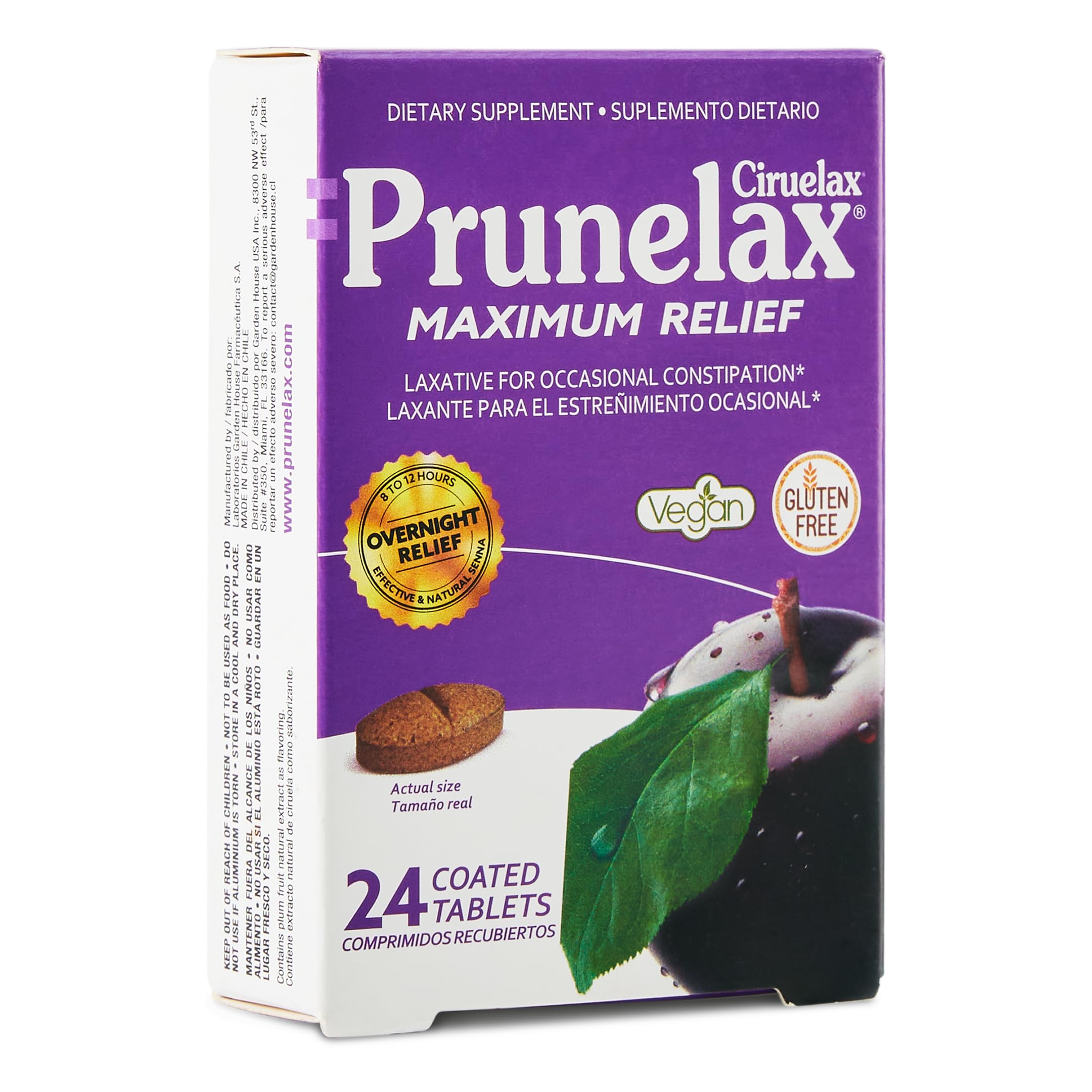 Prunelax Ciruelax boîte visible, soulagement nocturne potentiel.
