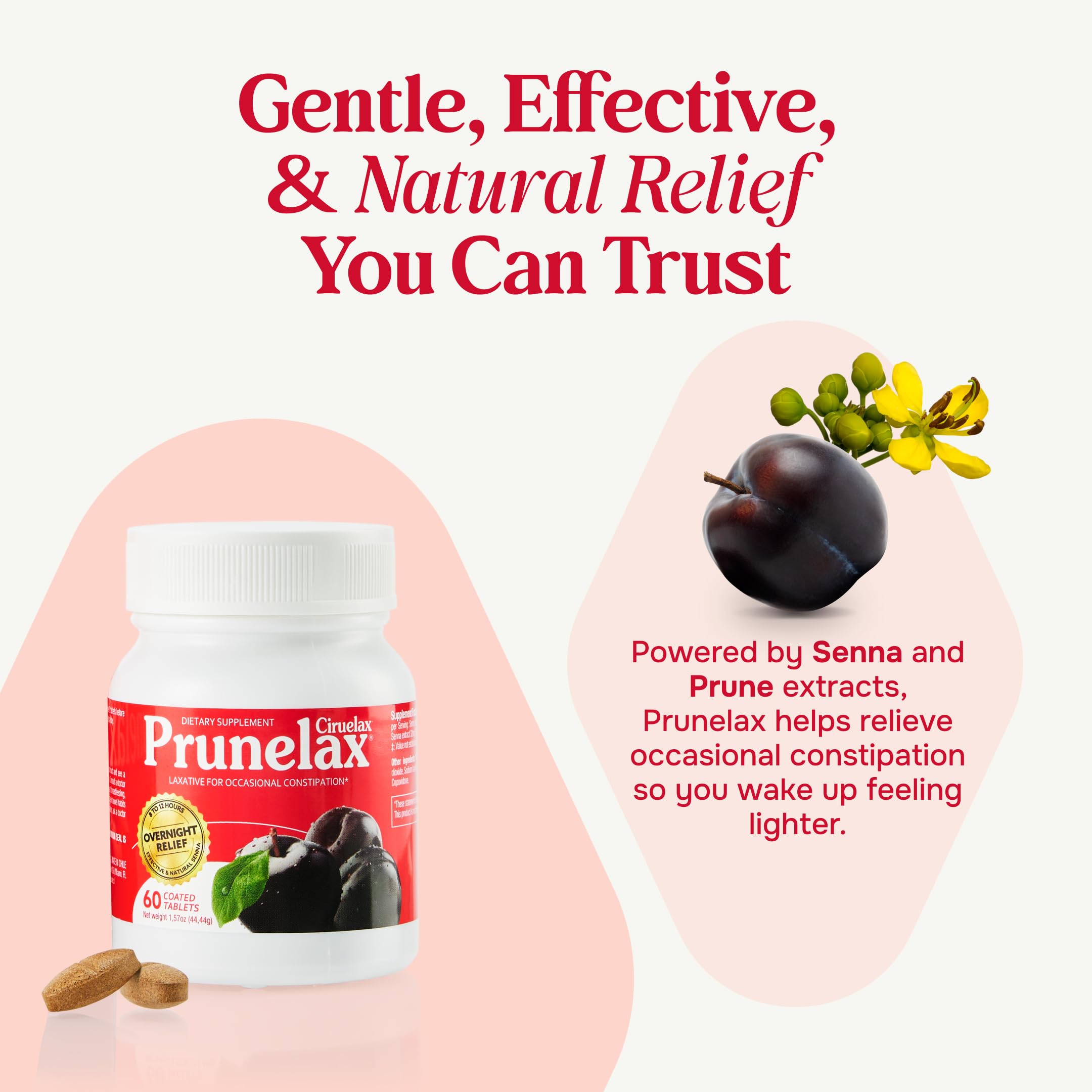 Bouteille Prunelax Ciruelax de 60 tablettes, format pratique et fiable.
