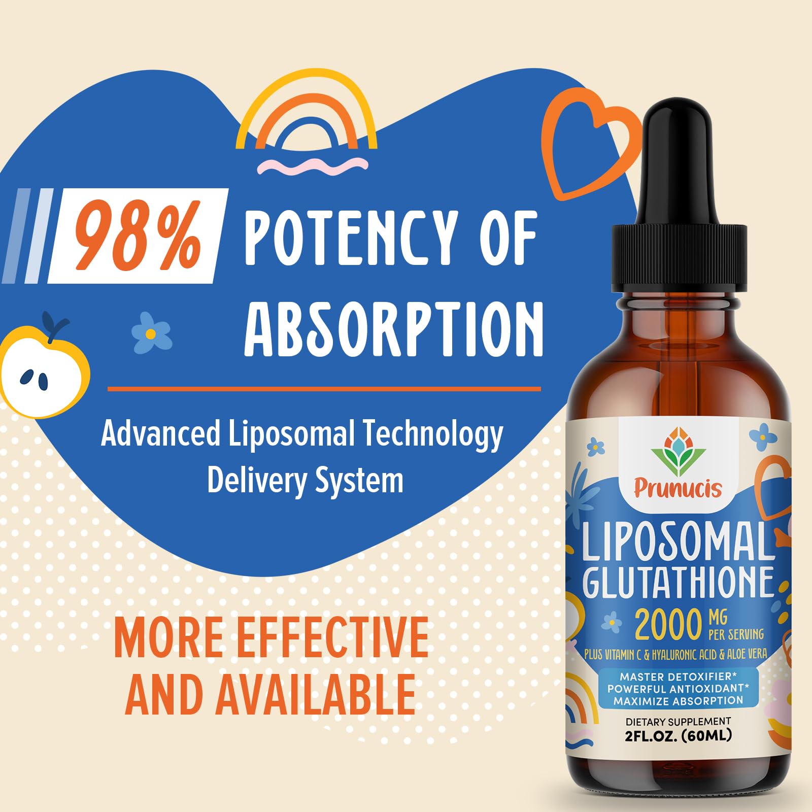 Liquide clair Prunucis Glutathion Liposomal, texture fluide.