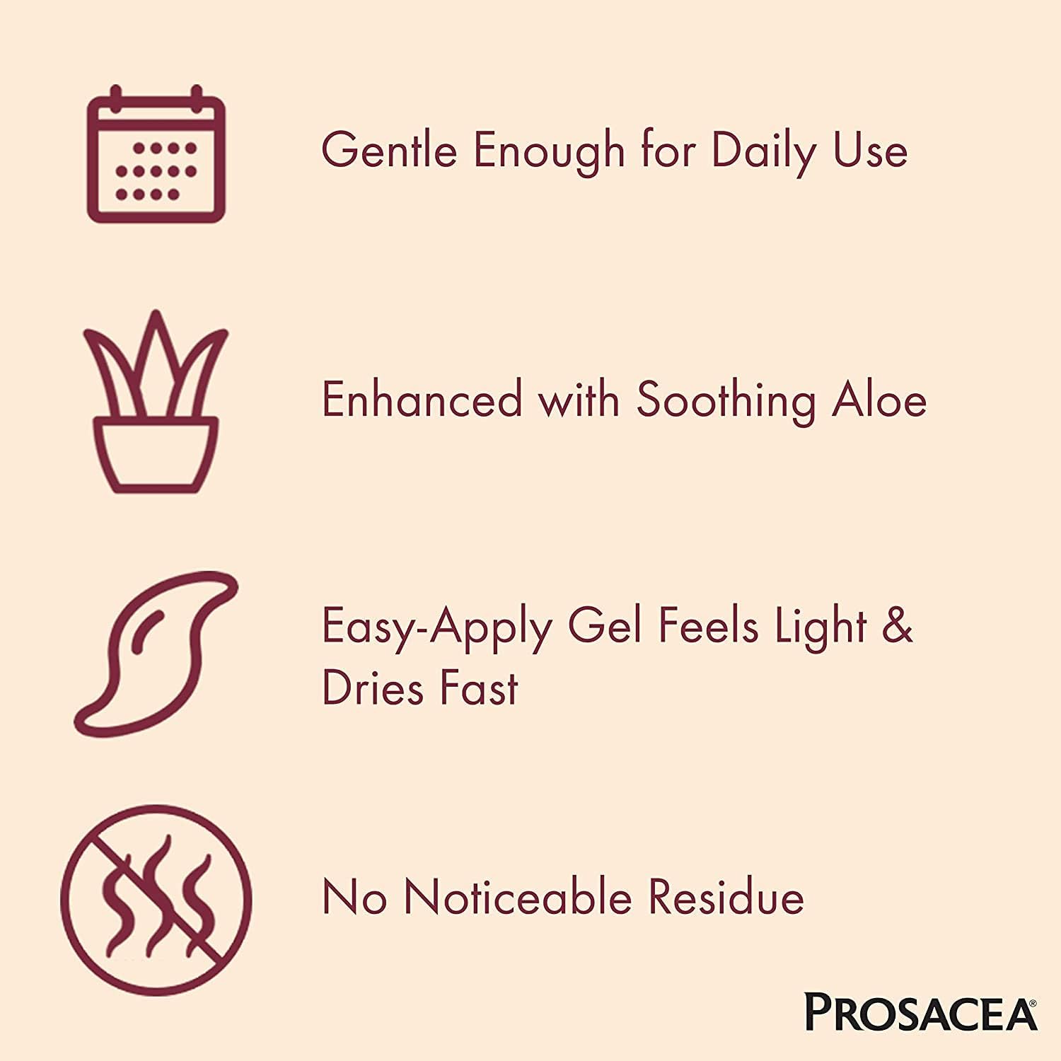Psoriasin Prosacea Gel sans huile pour peaux sensibles.