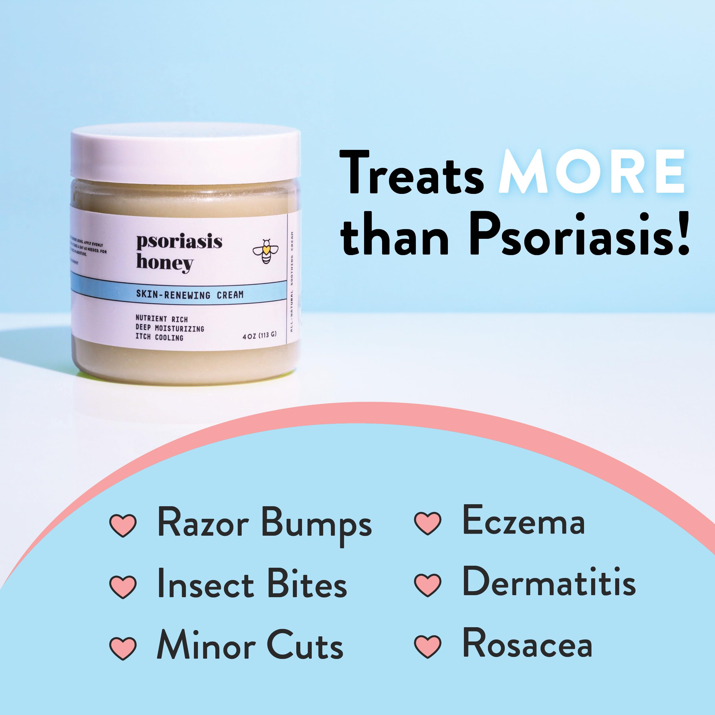 PSORIASIS HONEY: cire d’abeille et ingrédients naturels soutiennent la barrière cutanée.