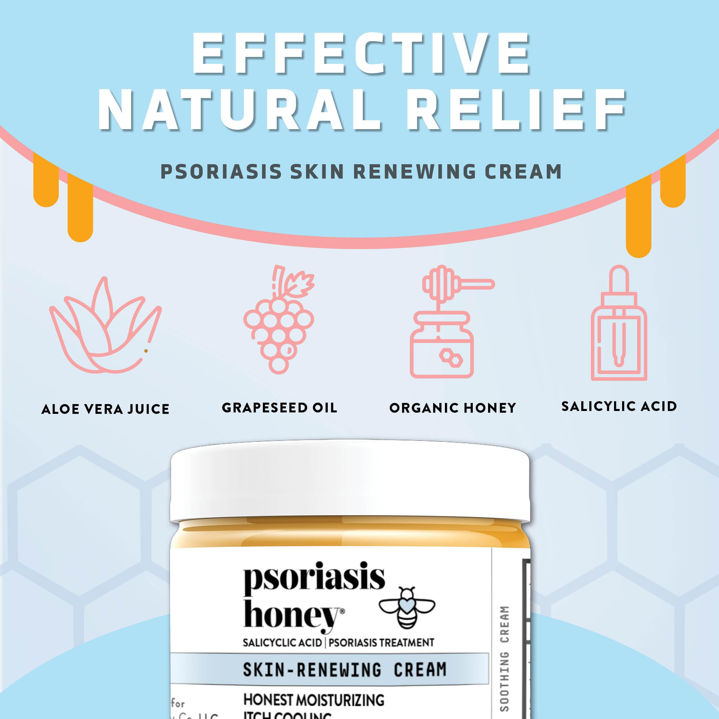 PSORIASIS HONEY: hydratation quotidienne grâce à miel et huile de raisin.