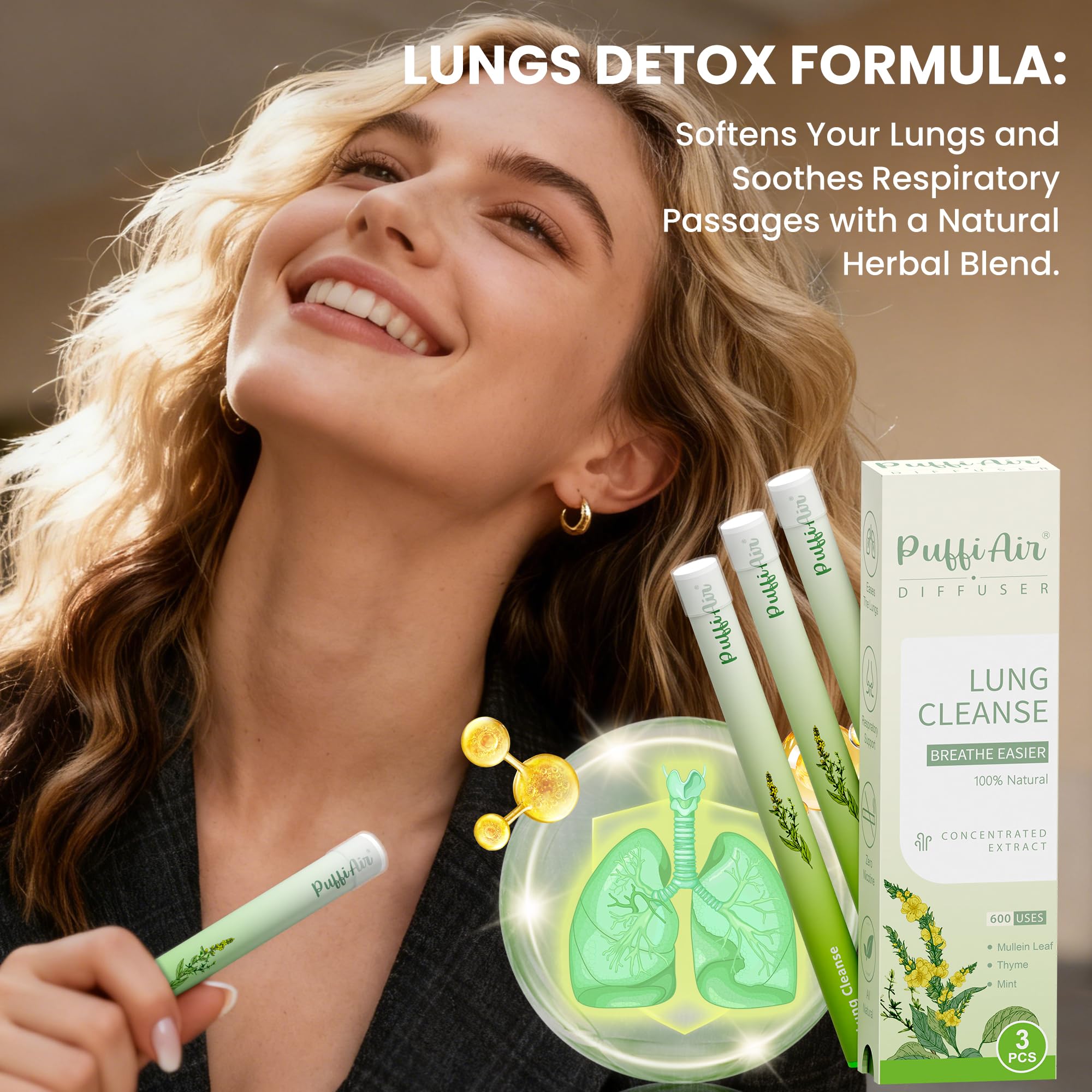 PUFFIAIR diffuseur, utilisation quotidienne pour respiration plus calme.