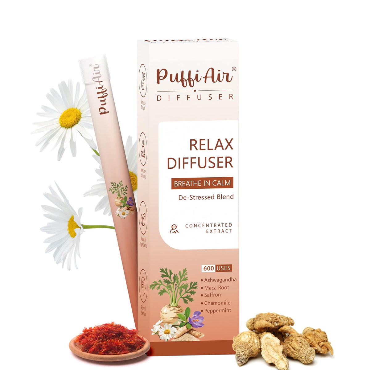 PUFFIAIR Diffuseur Pen en gros plan pour une détente naturelle.
