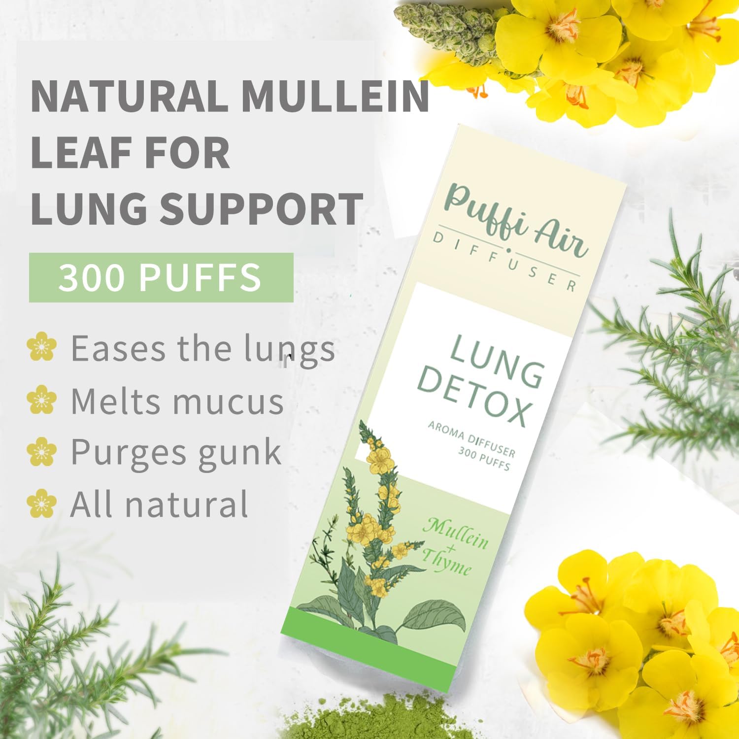 PUFFIAIR extraits Molène Thym Menthe, pour un rafraîchissement naturel.