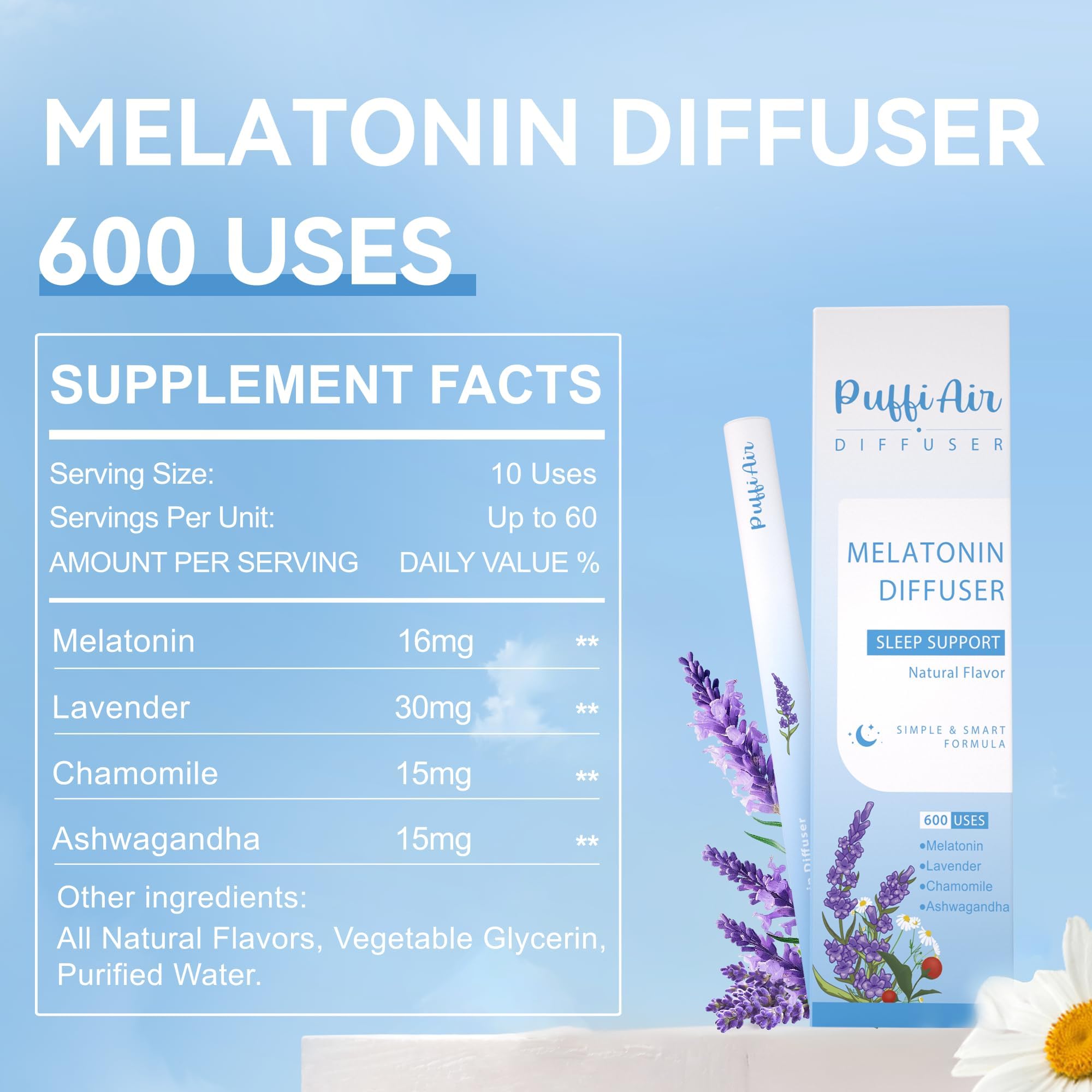 PUFFIAIR sensations aromatiques doux: arômes accessibles et réconfortants.