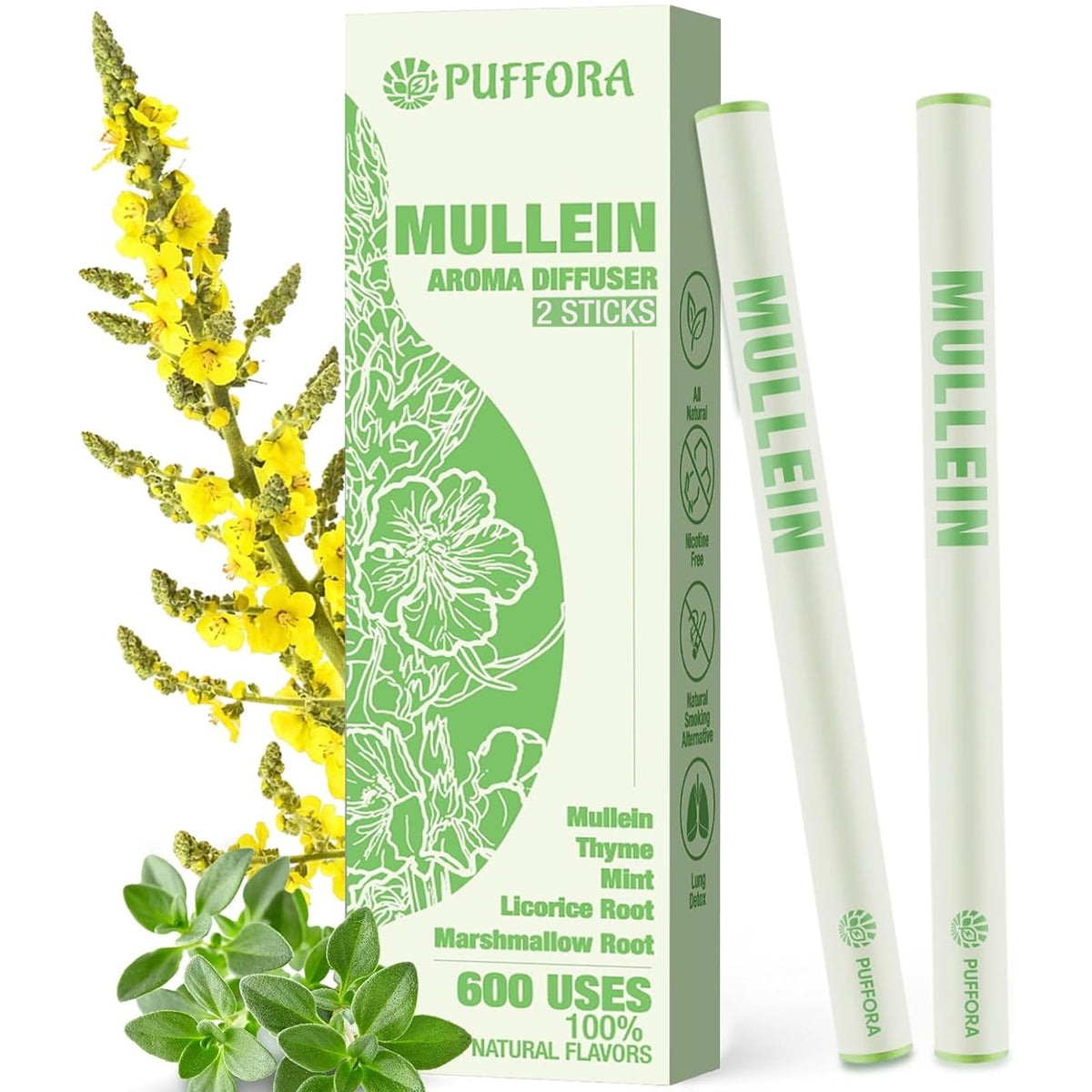 Puffora Diffuseur à base de plantes, stylo 2-pcs en déplacement pour une diffusion pratique.