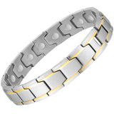 PUJANE bracelet magnétique pour homme en argent, équilibre potentiel et look robuste.