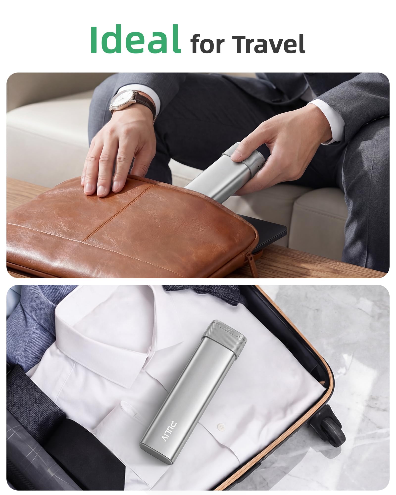 PULIV Étui portable argent — idéal pour bureau et voyages.