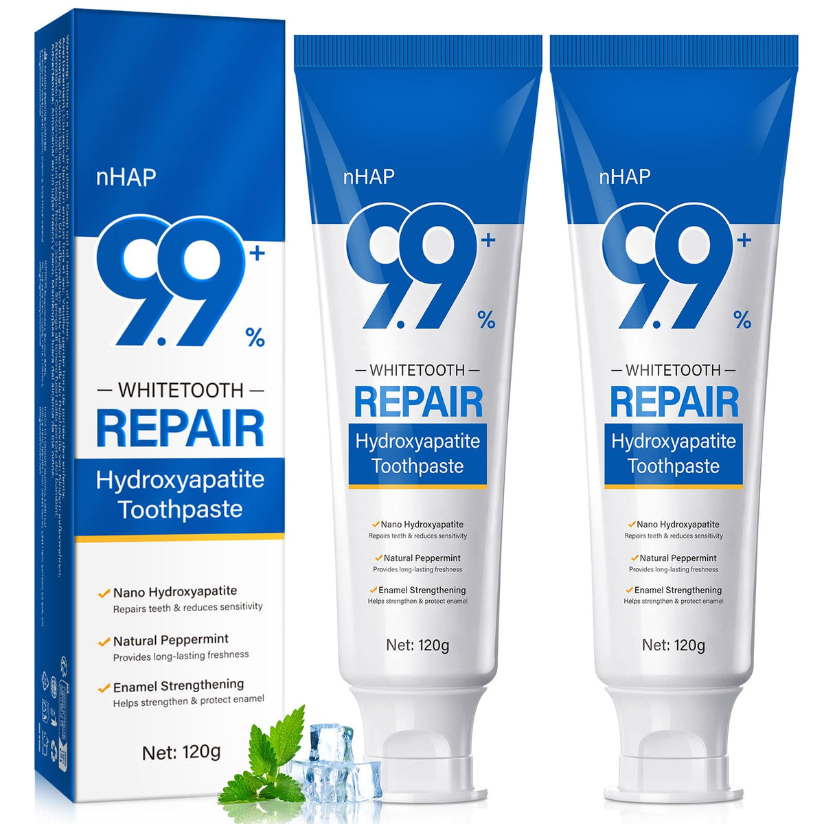 PULLING OIL Dentifrice hydroxyapatite pack deux – emballage clair pour toute la famille