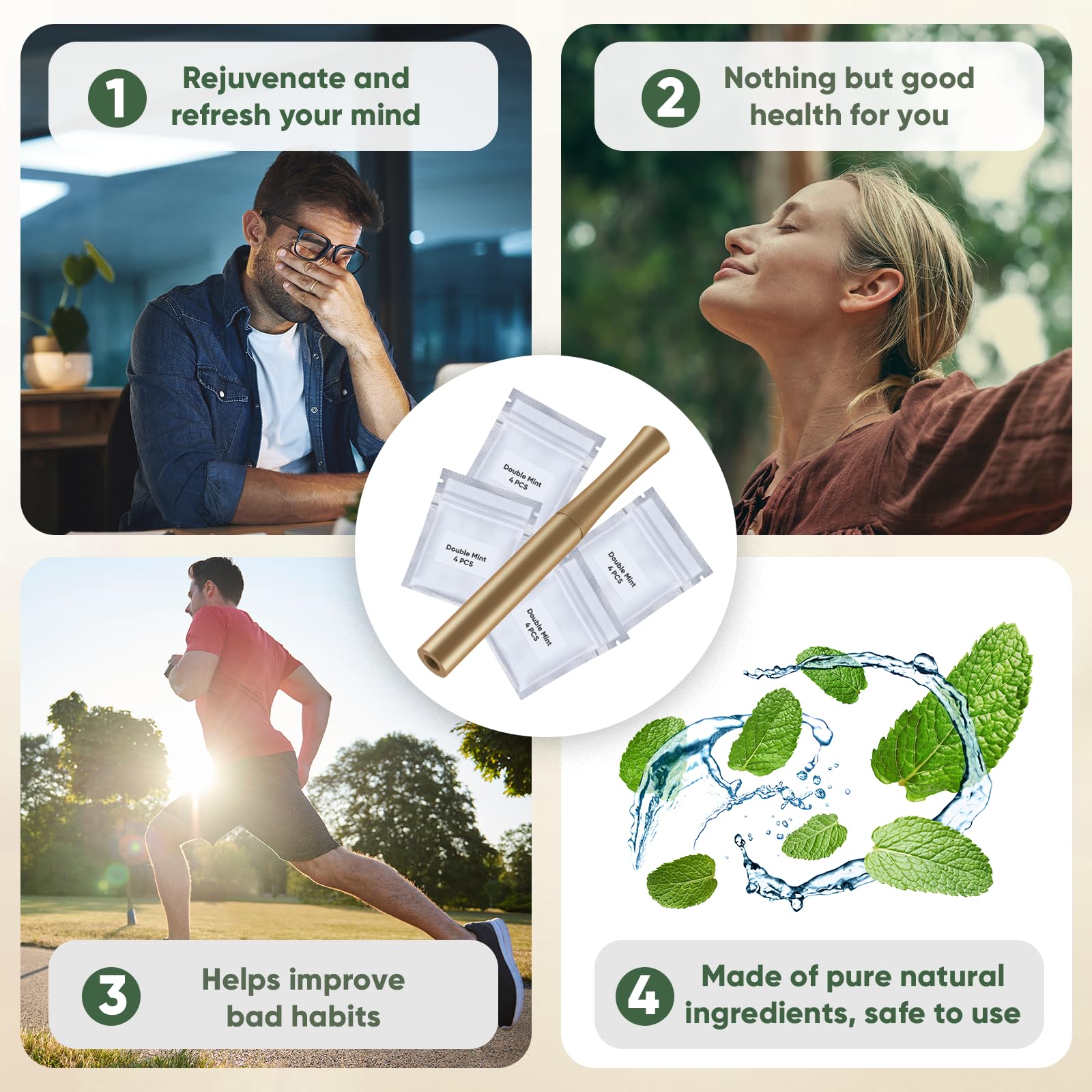 Pulsehot inhalateur arôme naturel — embout creux, inhalation facile et efficace.