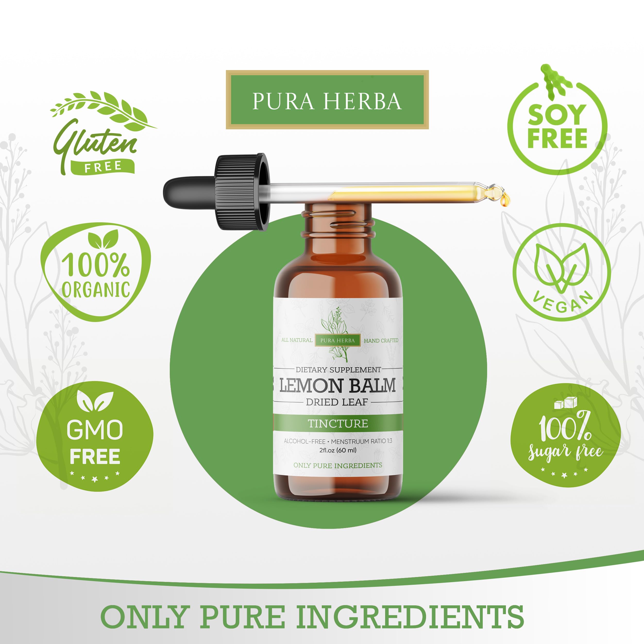 Pur Herba Mélisse Officinale tincture pipette, facilité d'utilisation pour la détente quotidienne.