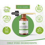 Pur Herba Mélisse Officinale tincture pipette, facilité d'utilisation pour la détente quotidienne.