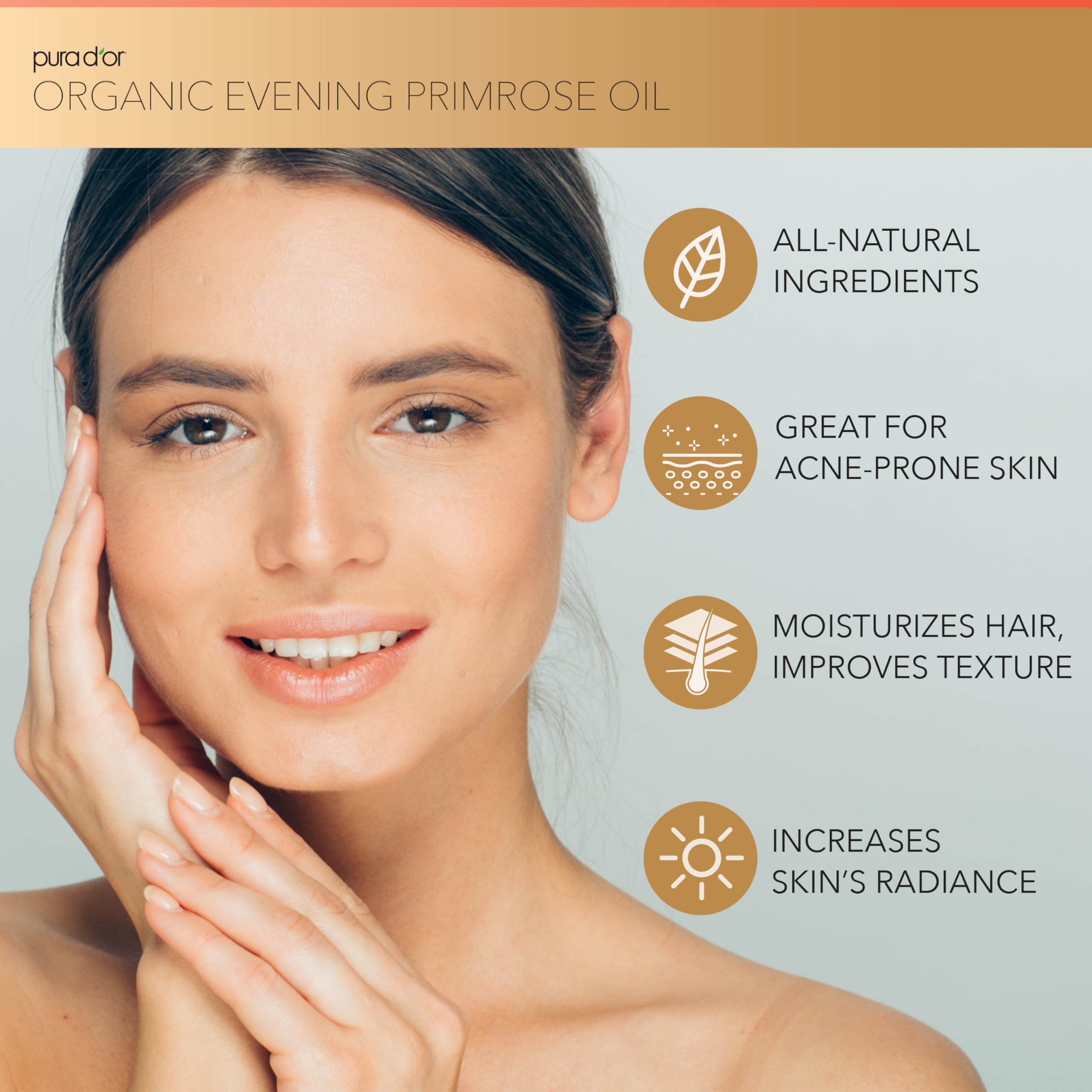 PURA D'OR Huile d'Onagre – gouttes pratiques pour diluer et nourrir les cheveux.