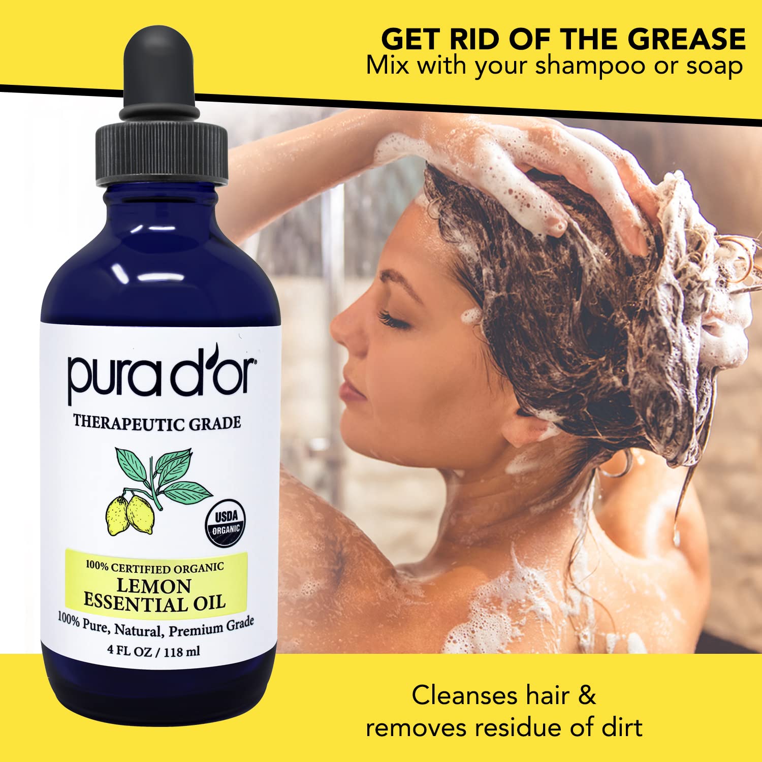 PURA D'OR huile citron, nettoyage maison, sans odeur agressive sur les surfaces