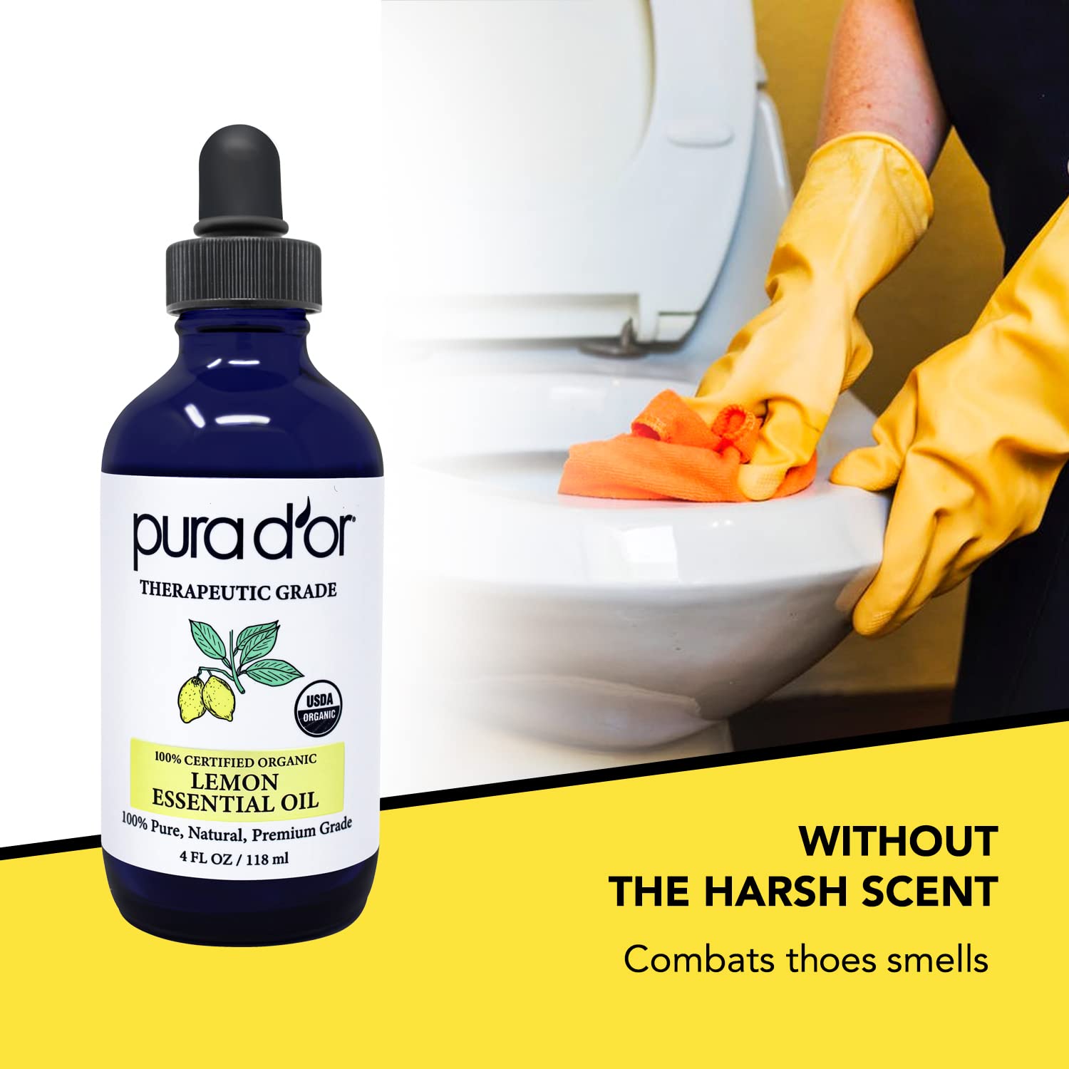 PURA D'OR huile citron, soin visage dilué, aide à réguler l'huile et pores