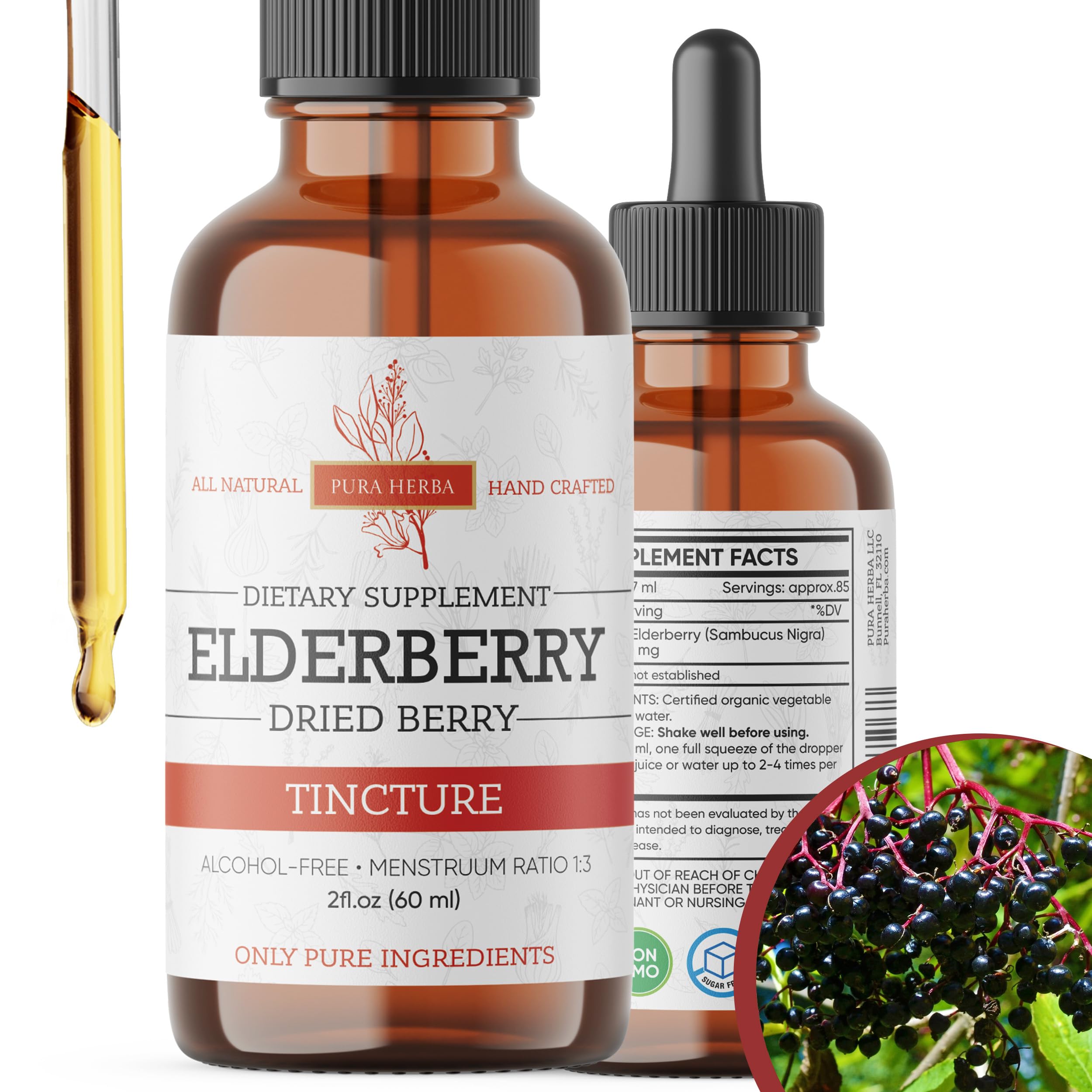 Pura Herba Sureau : flacon clair, qualité et traçabilité.