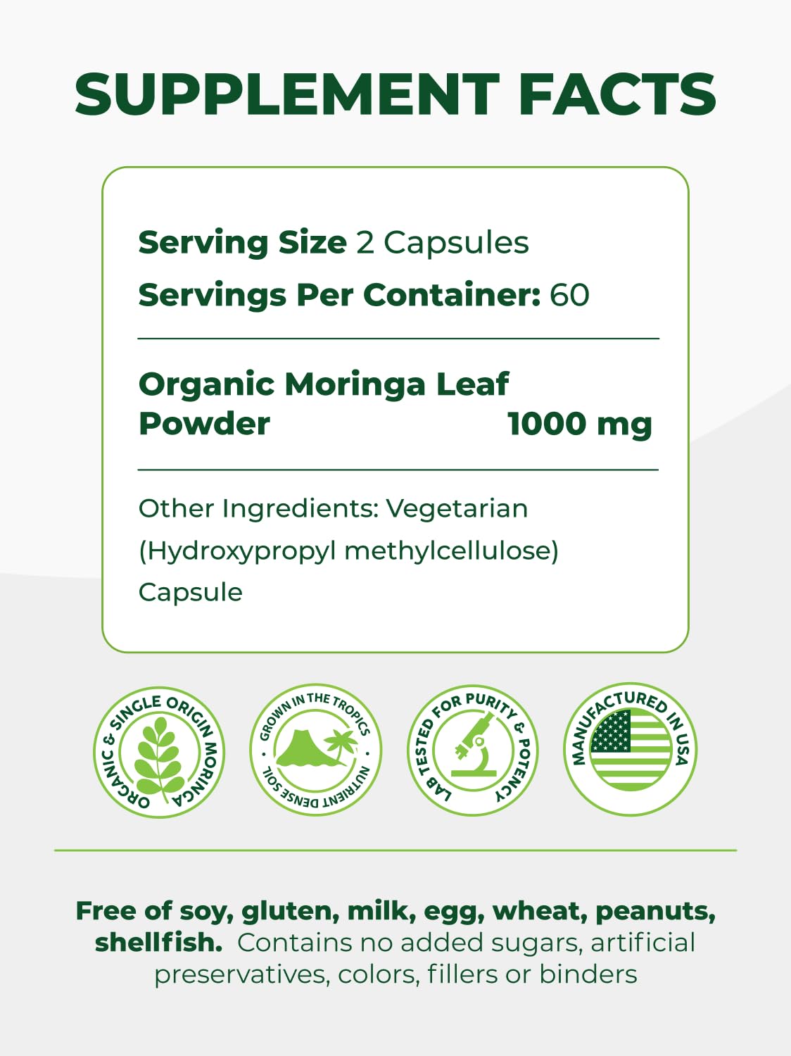 PURA VIDA MORINGA: feuilles séchées, origine unique pour une expérience authentique.
