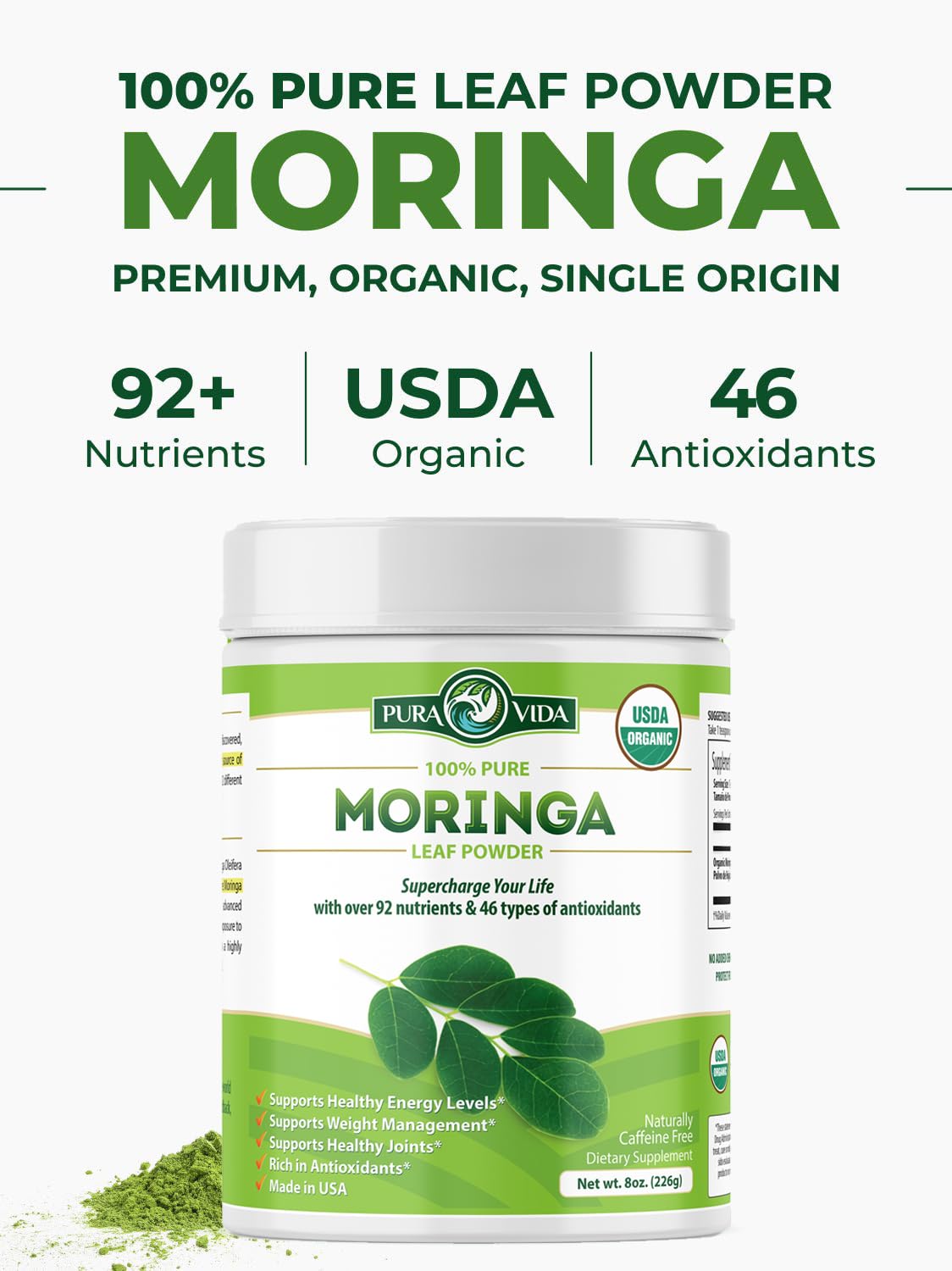 Verser PURA VIDA MORINGA dans un smoothie pour une boisson colorée et nourrissante.