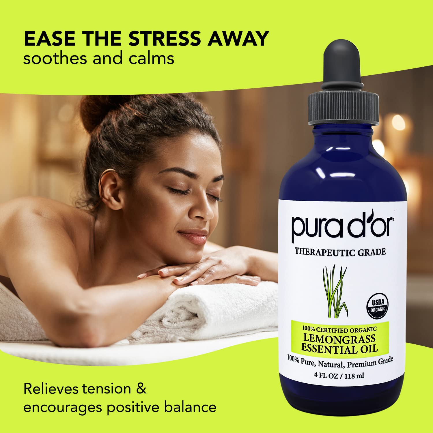 PURA D'OR huile citronnelle soin peau, tonifiant et purifiant