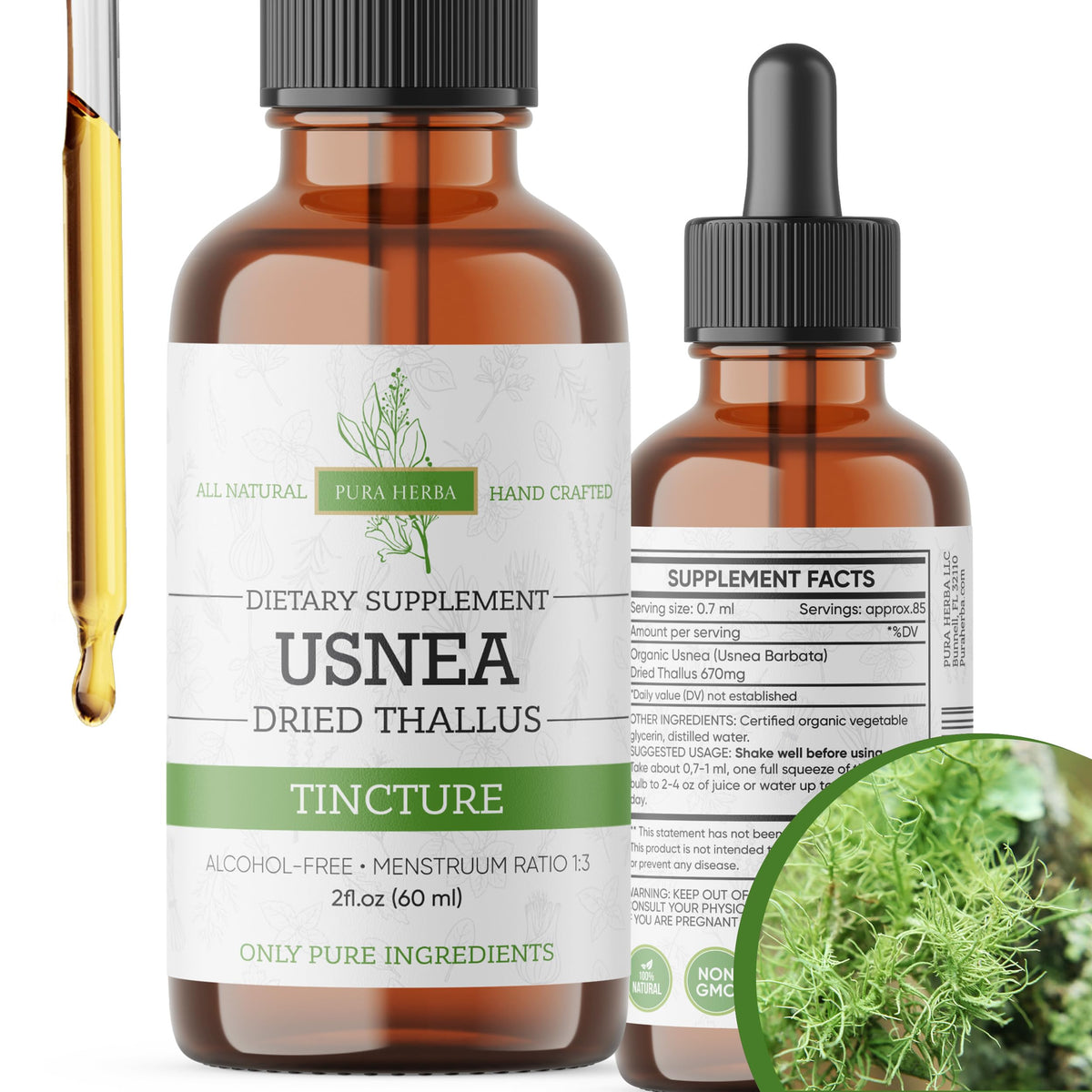 Pura Herba Usnée gouttes-bouteille : soutien immunitaire potentiel et utilisation pratique.