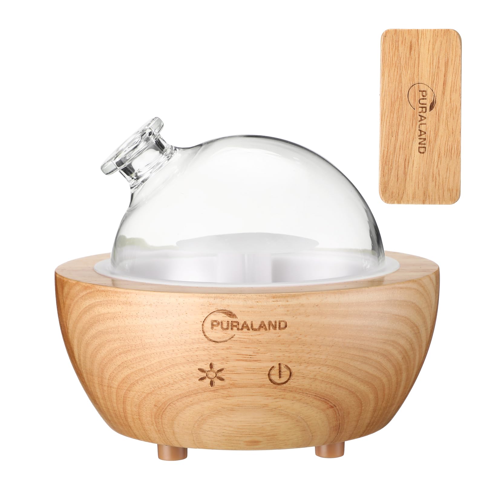 Diffuseur PURALAND avec verre et bois, diffusion élégante et homogène.
