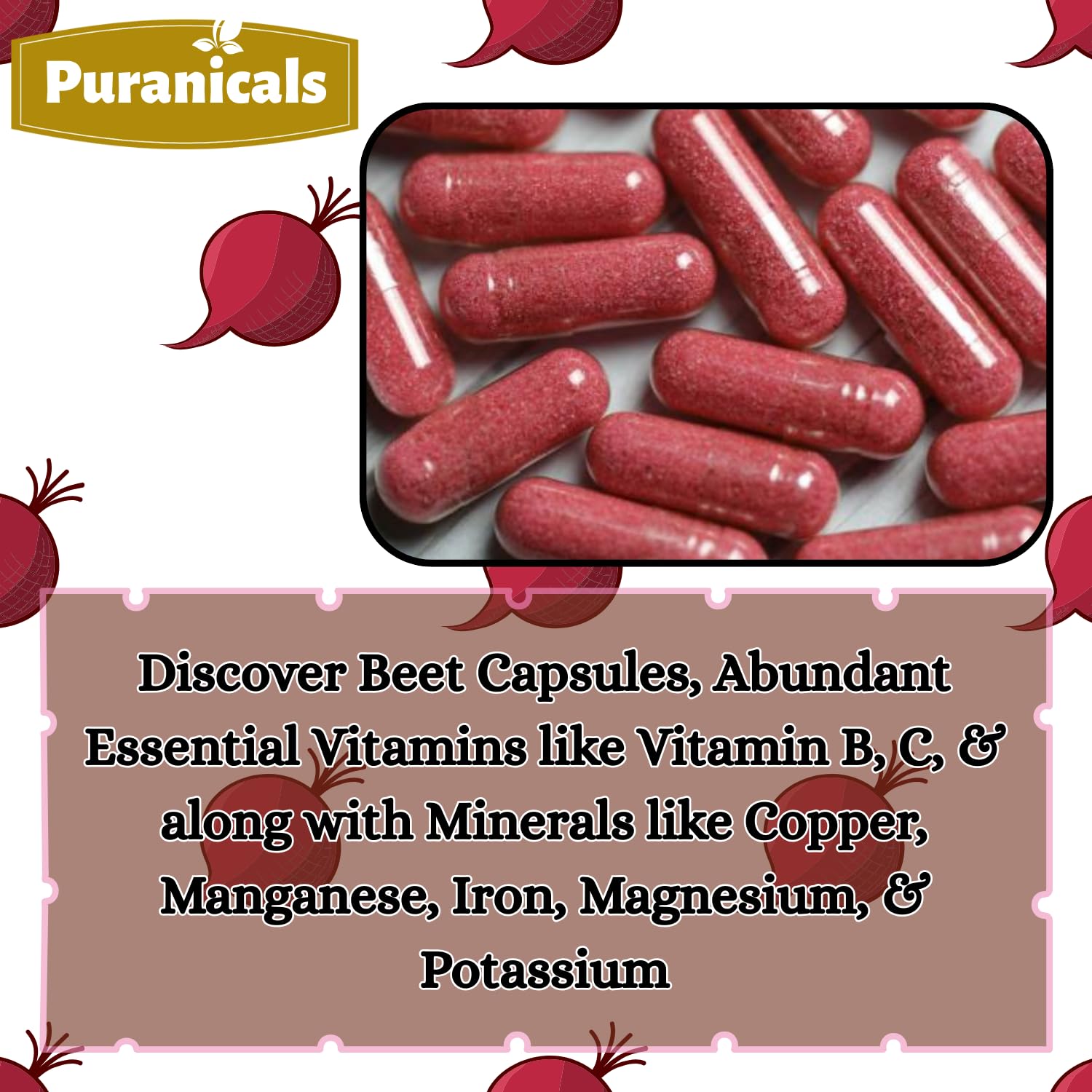Puranicals Beet Premium — pot scellé 320 capsules pour la semaine.