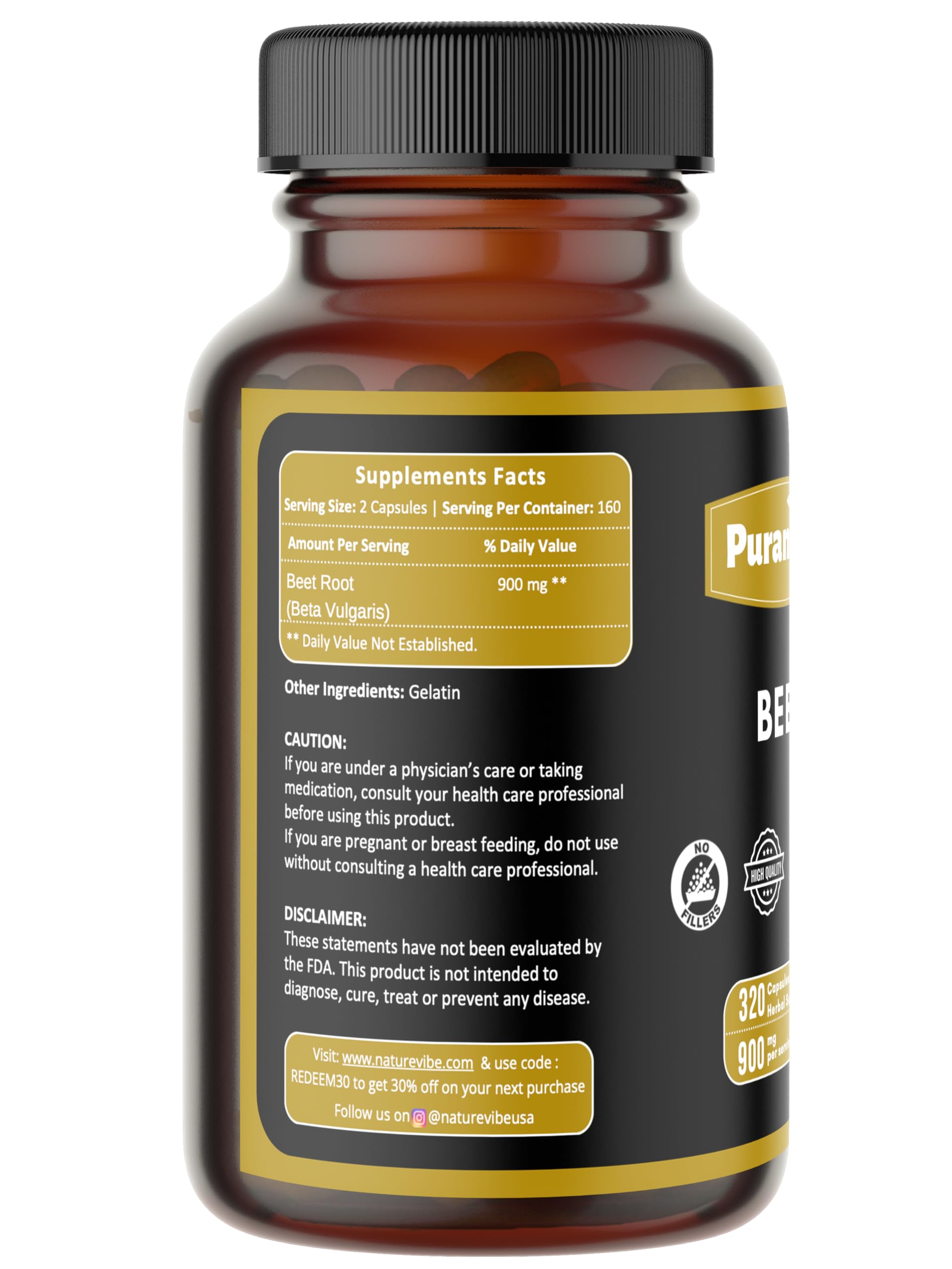 Puranicals Beet Premium — capsules visibles facilitant une prise régulière pour l'énergie quotidienne.