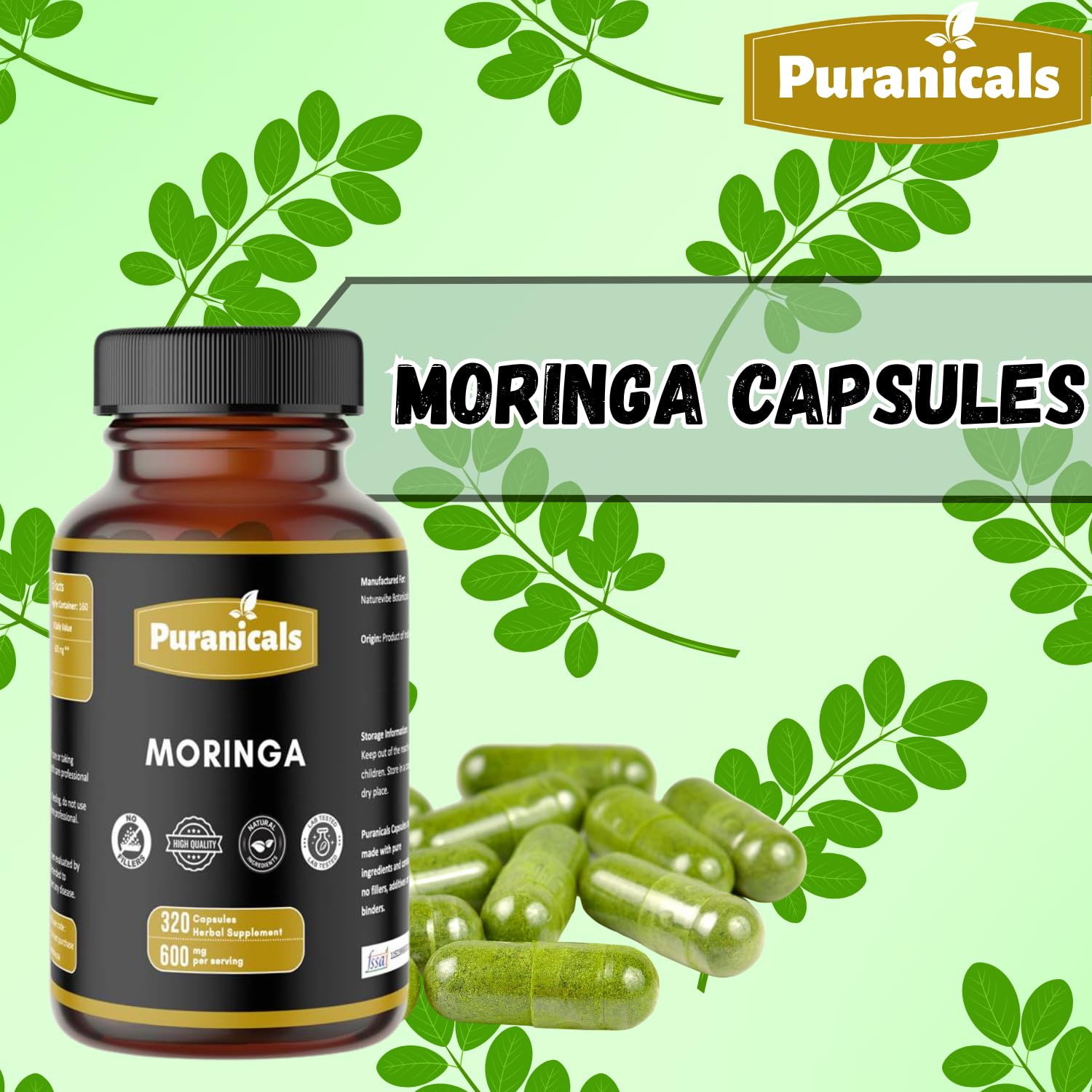 Puranicals Moringa Premium – Capsules faciles à intégrer à la routine quotidienne.