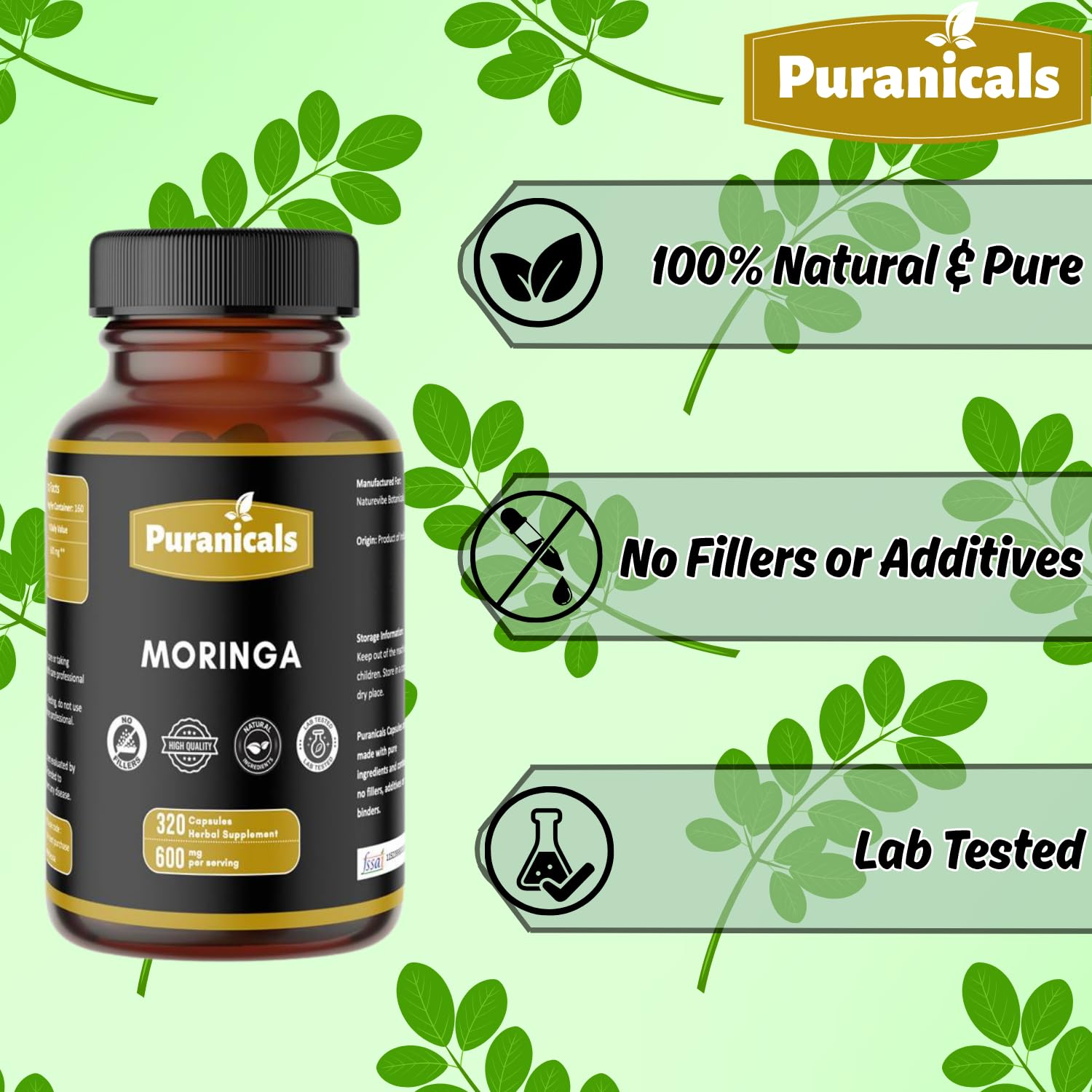Puranicals Moringa Premium – Format portable pour emporter facilement.