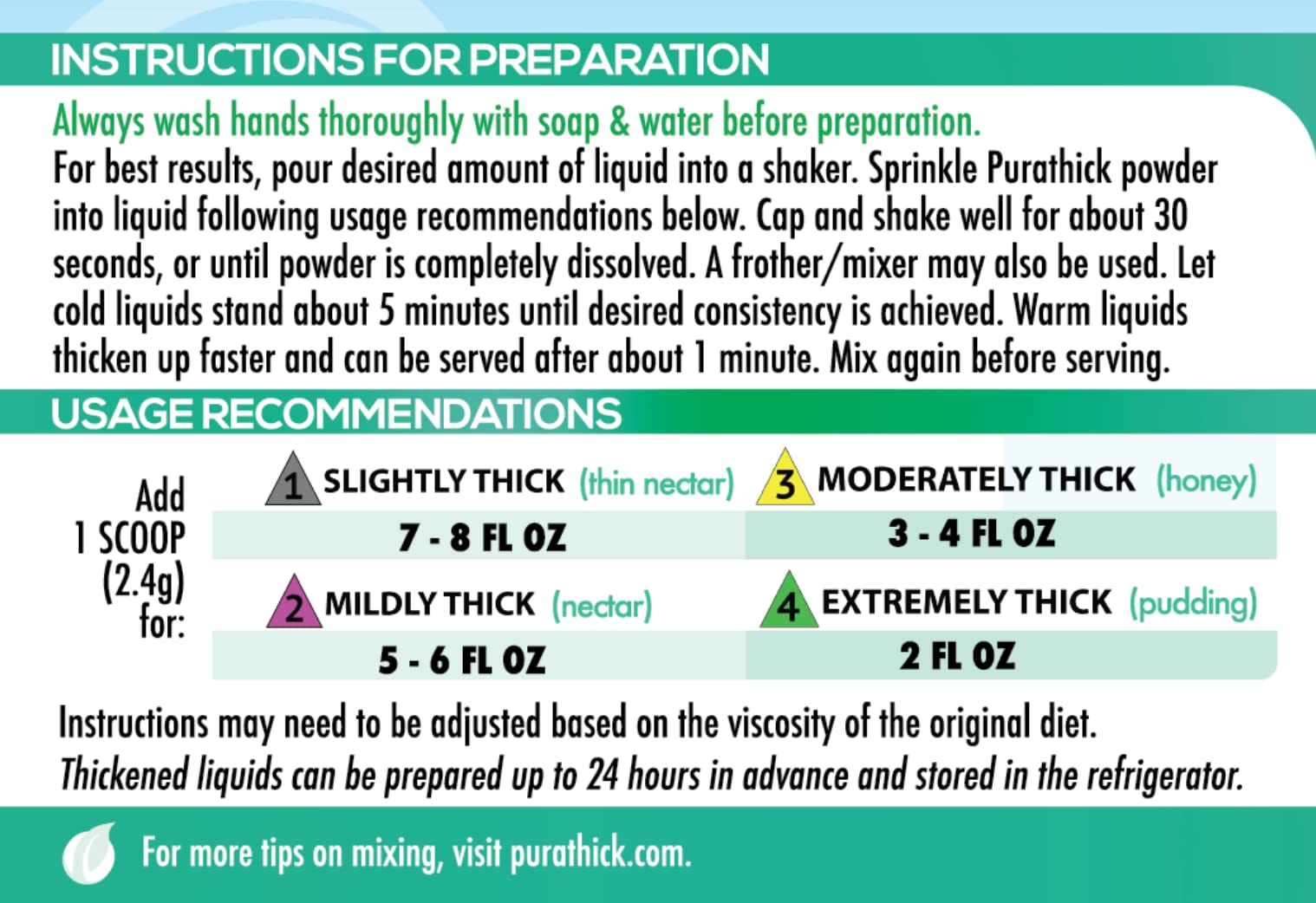 Purathick se mélange facilement avec shaker ou mousseur pour une texture lisse.