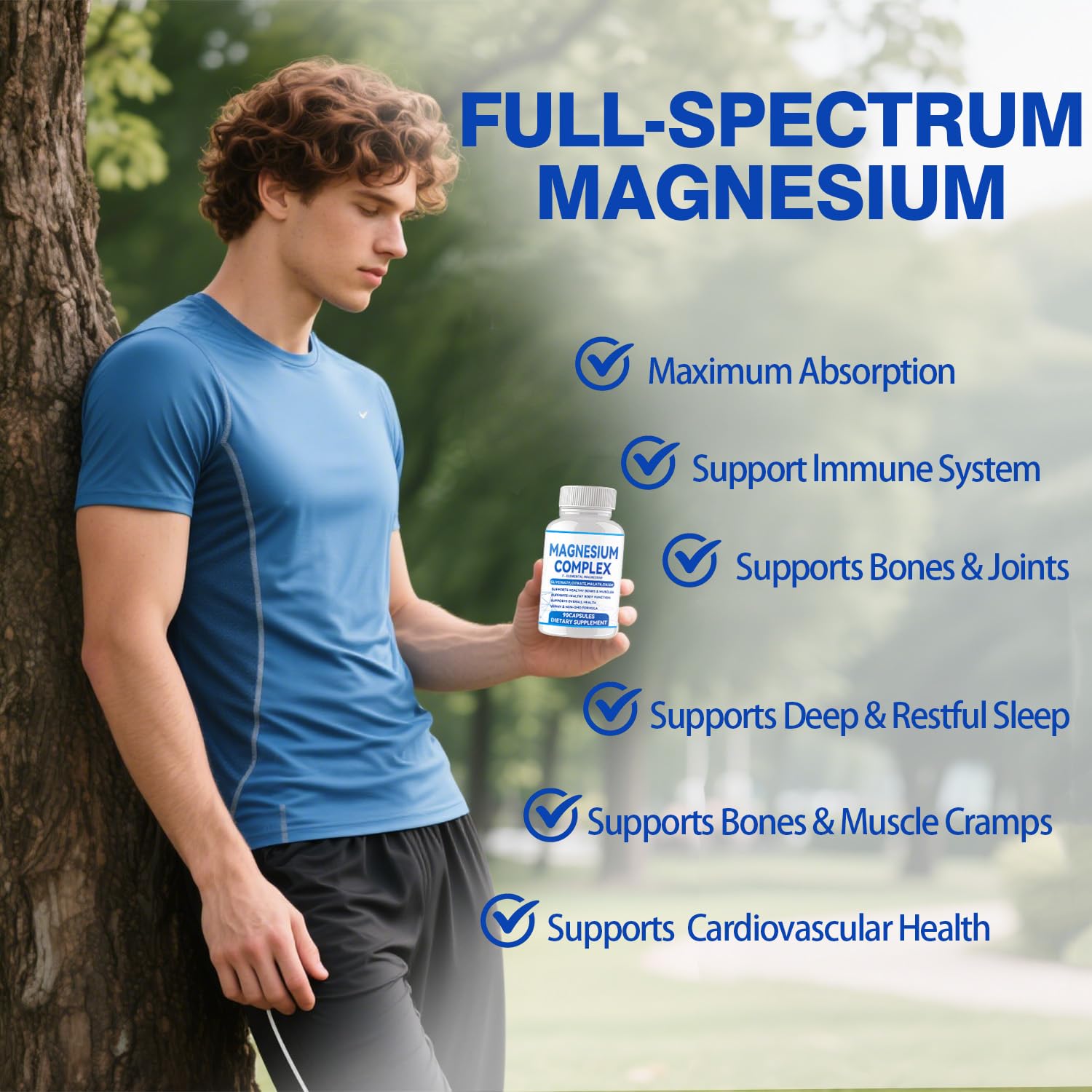 Puravita Magnesium Complex – étiquette claire montrant les 7 formes de magnésium.