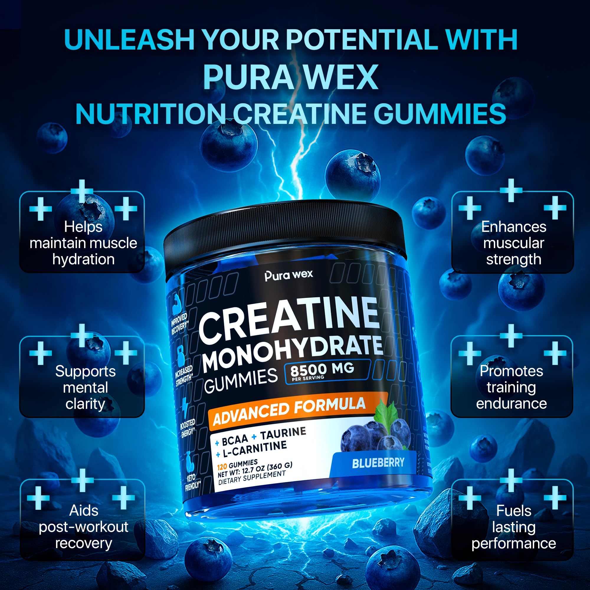 PURA WEX NUTRITION – liste d'ingrédients, créatine et BCAA
