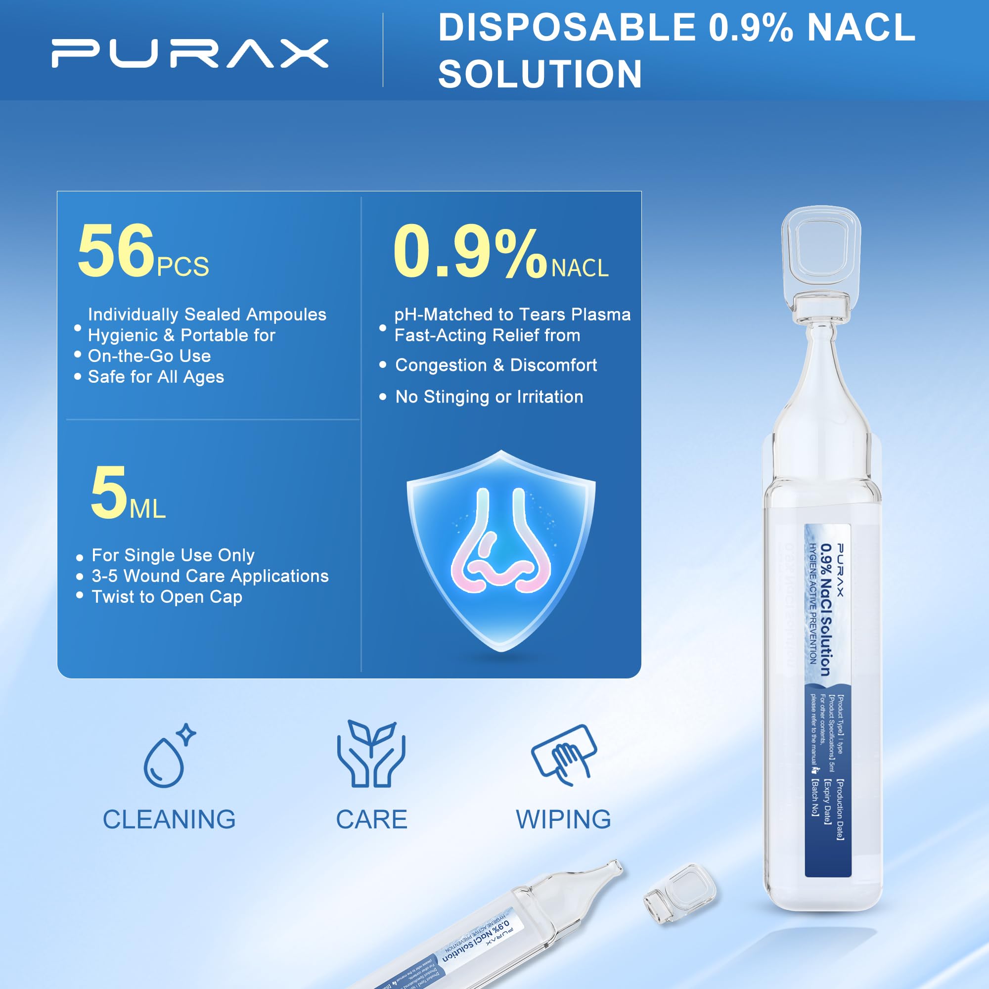 PURAX saline-nasale-5ml-portable : format compact pour le soin nasal en déplacement