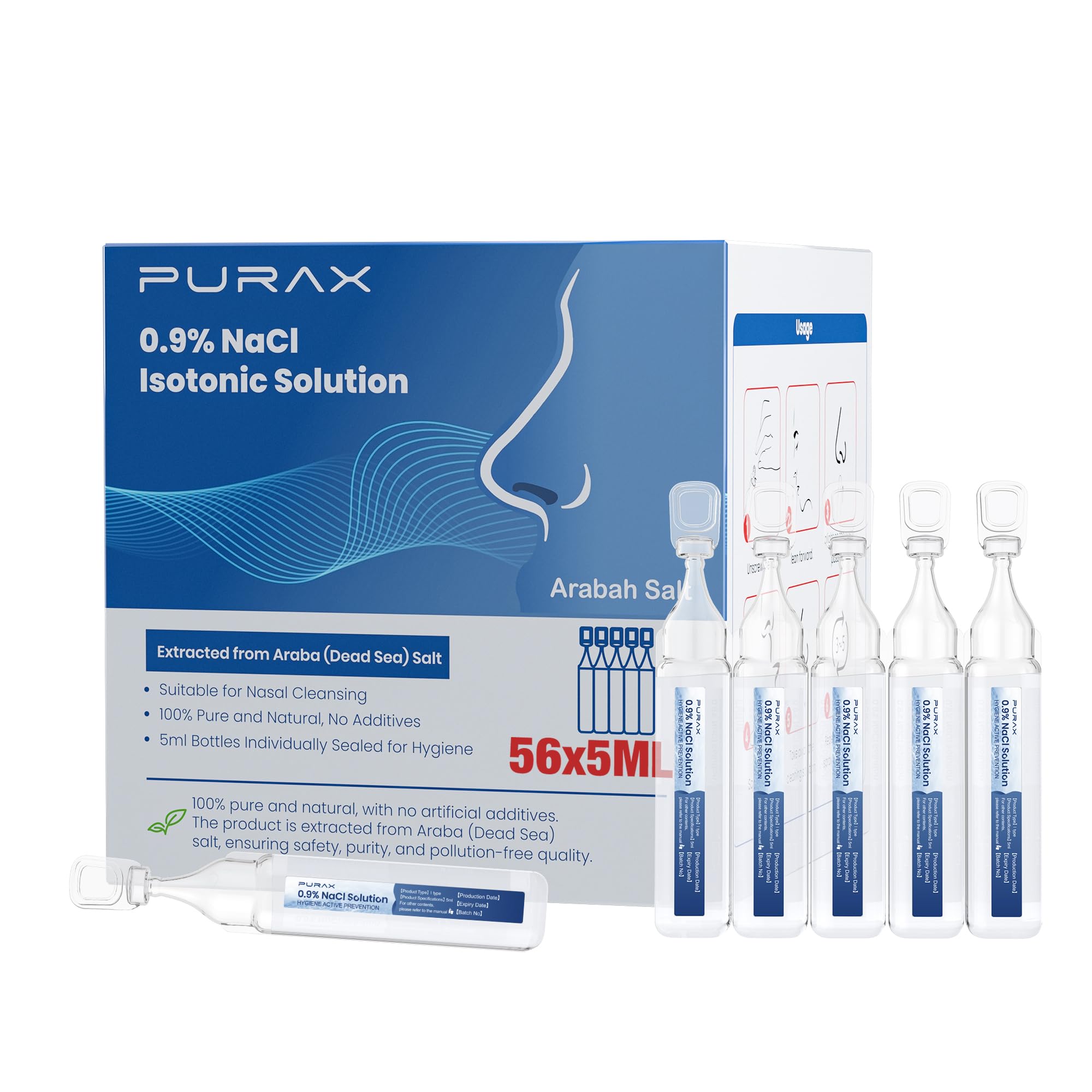 PURAX saline-solution-ampoules-5ml : solution isotonique adaptée au nettoyage nasal quotidien