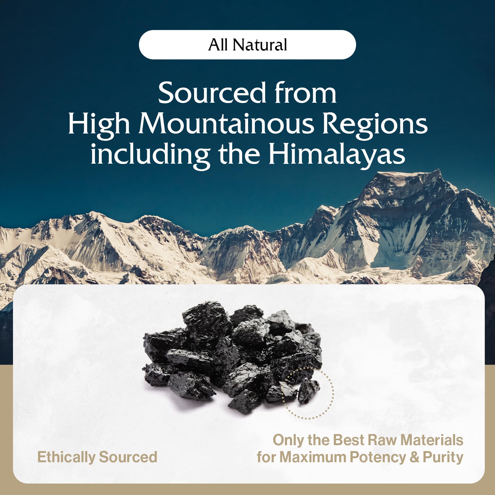 Purblack résine Shilajit, formule biodisponible élevée.