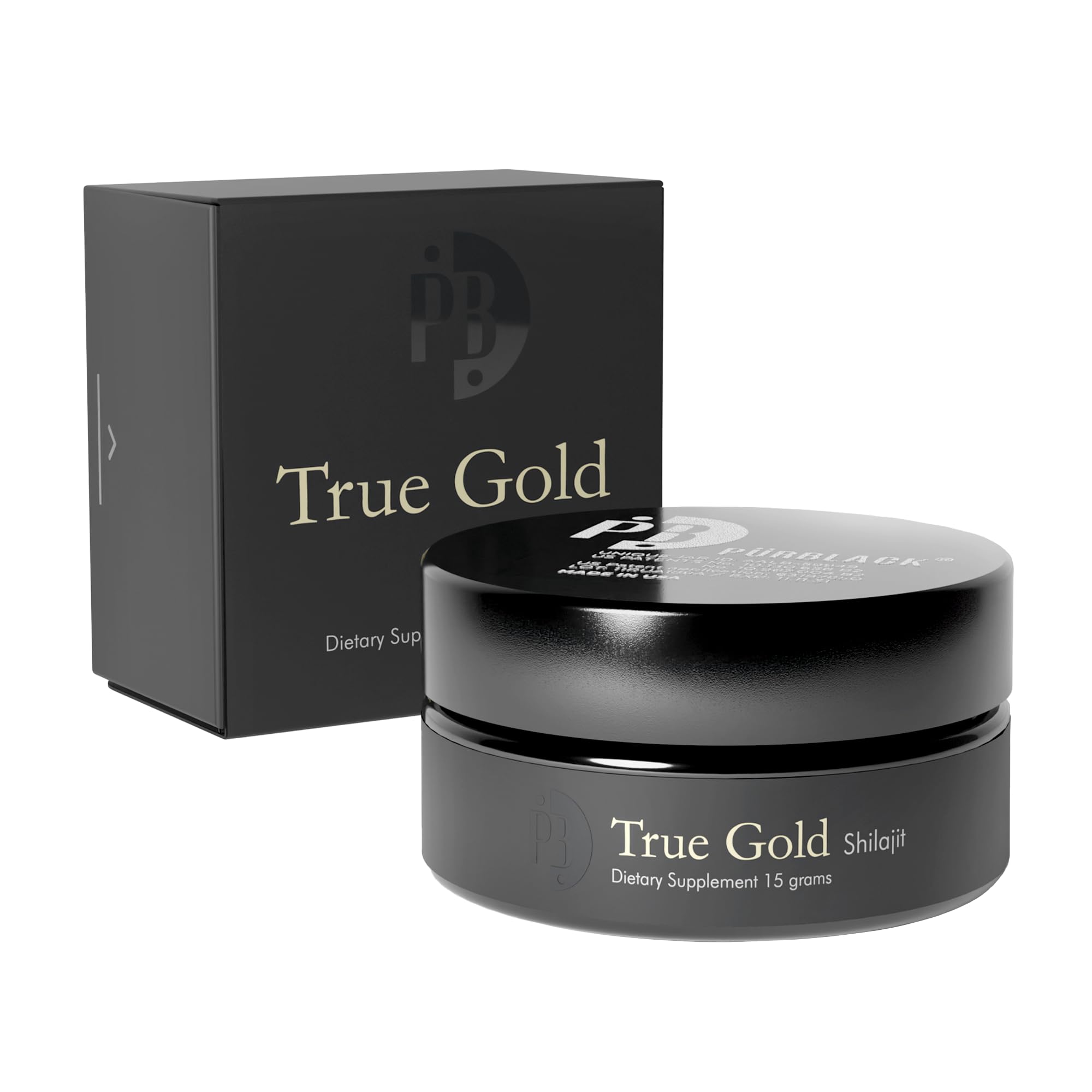 Pürblack résine Shilajit Himalaya avec or, énergie naturelle potentielle.