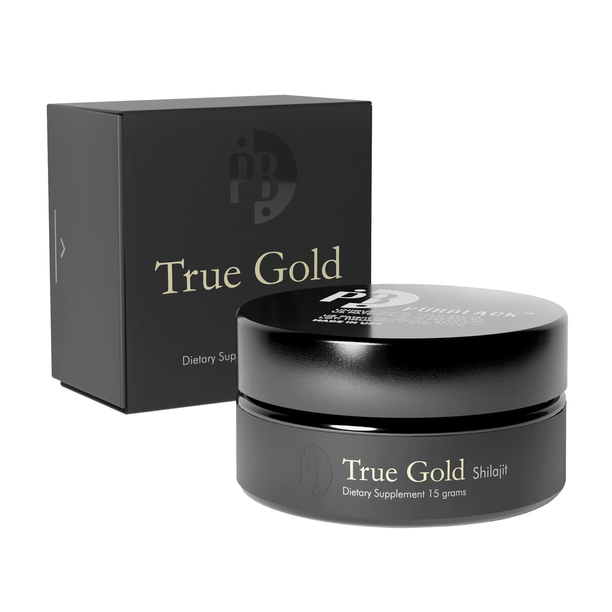 Pürblack résine Shilajit Himalaya avec or, énergie naturelle potentielle.
