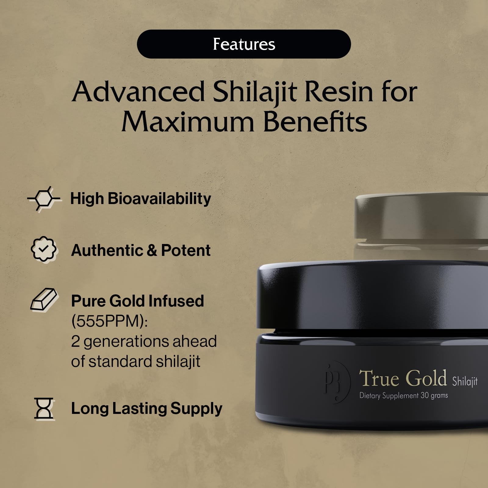 Texture veloutée de Purblack Shilajit prête à mélanger.