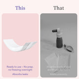 PurComfy pads formule douce peau sensible, sans produits agressifs et irritants.