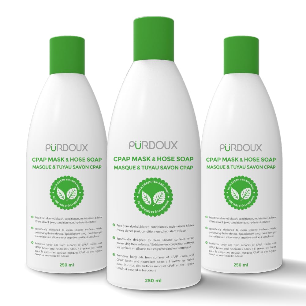 Purdoux CPAP: masque et tuyau propres quotidiennement sans parfum.