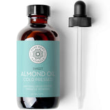 Pure Body Naturals huile d'amandes douces — bouteille verre avec pipette pour hydratation facile.