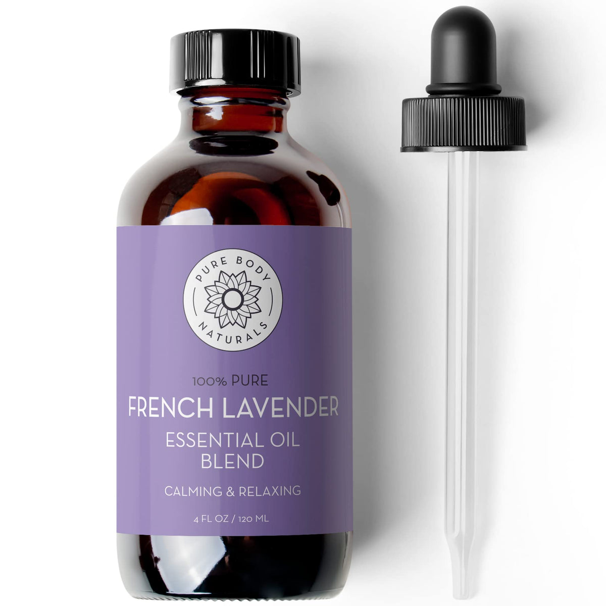 Pure Body Naturals Lavande française - bouteille en verre pour diffusion aromatique naturelle