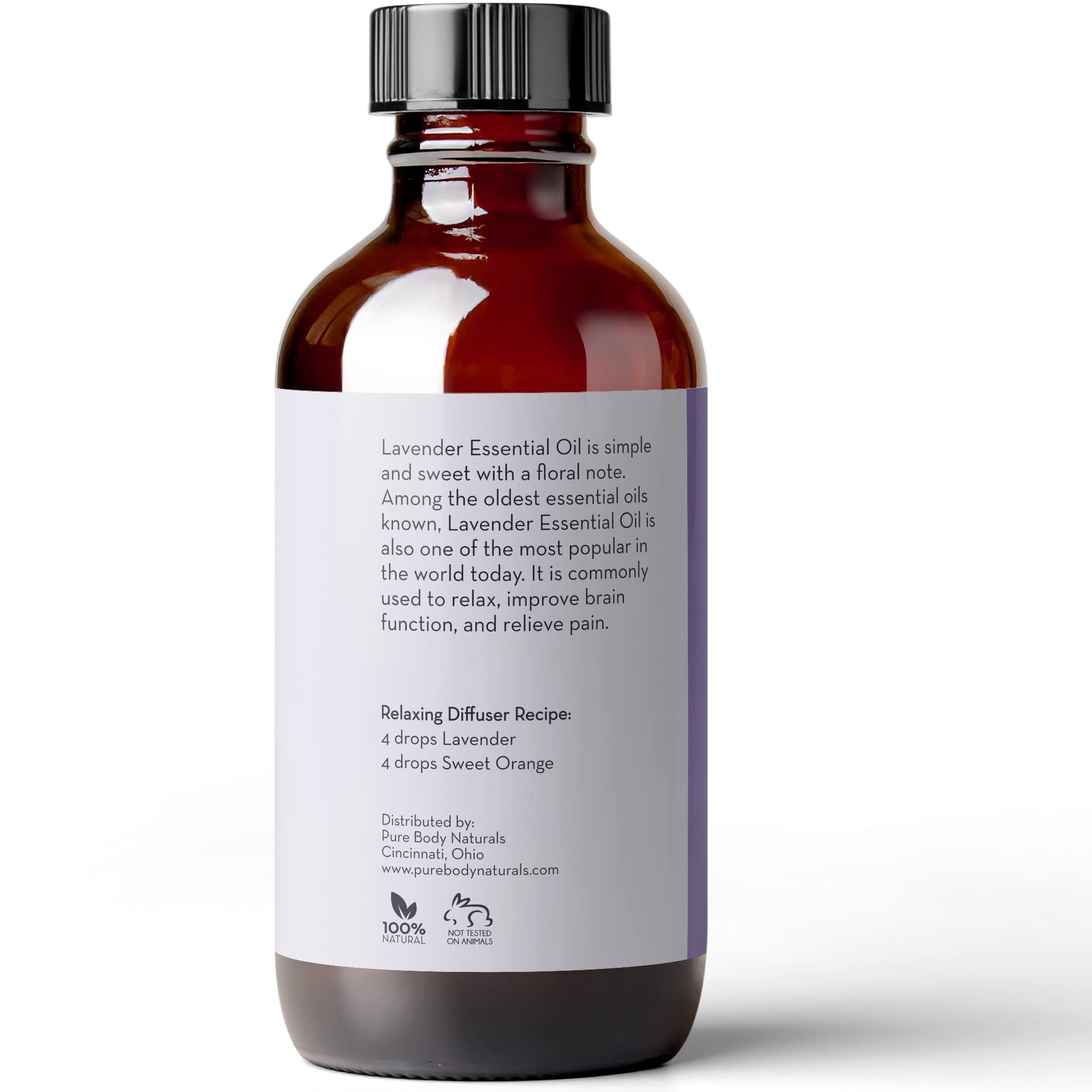 Pure Body Naturals Lavande française - emballage en verre 118 ml de haute qualité