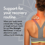 Pure Body Naturals Max Strength Hot Cream, menthol et eucalyptus, sensation rafraîchissante.